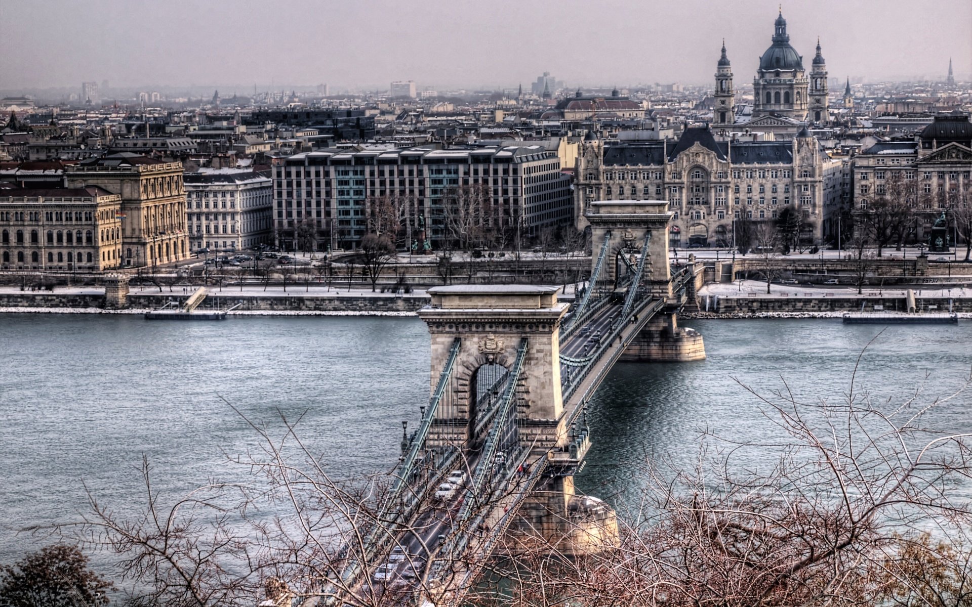 Обои мост, венгрия, будапешт, чейн-бридж, bridge, hungary, budapest, the chain bridge разрешение 2560x1600 Загрузить