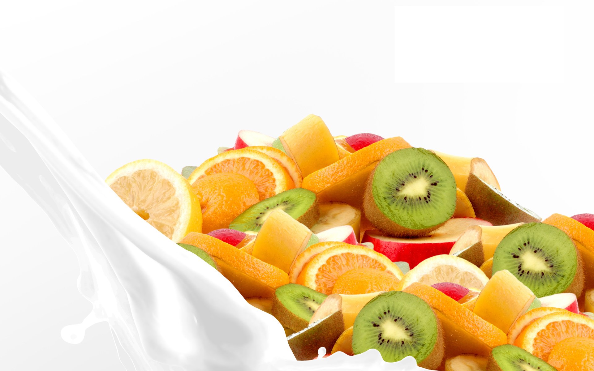 Обои фрукты, дольки, молоко, fruit, slices, milk разрешение 7000x4884 Загрузить