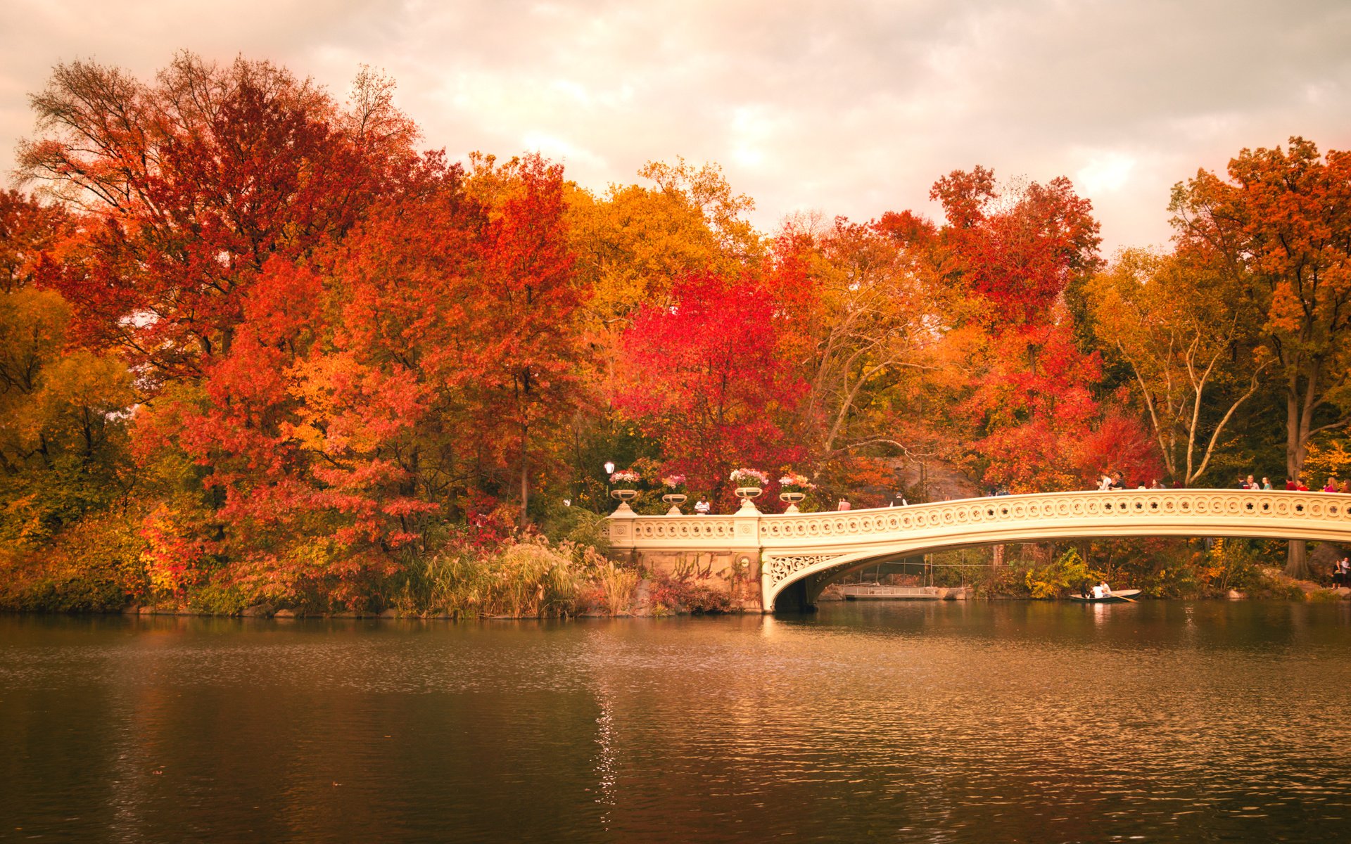 Обои деревья, центральный парк, листья, bow bridge, люди, осень, лодка, зеркало, нью-йорк, соединённые штаты, trees, central park, leaves, people, autumn, boat, mirror, new york, united states разрешение 2248x1499 Загрузить