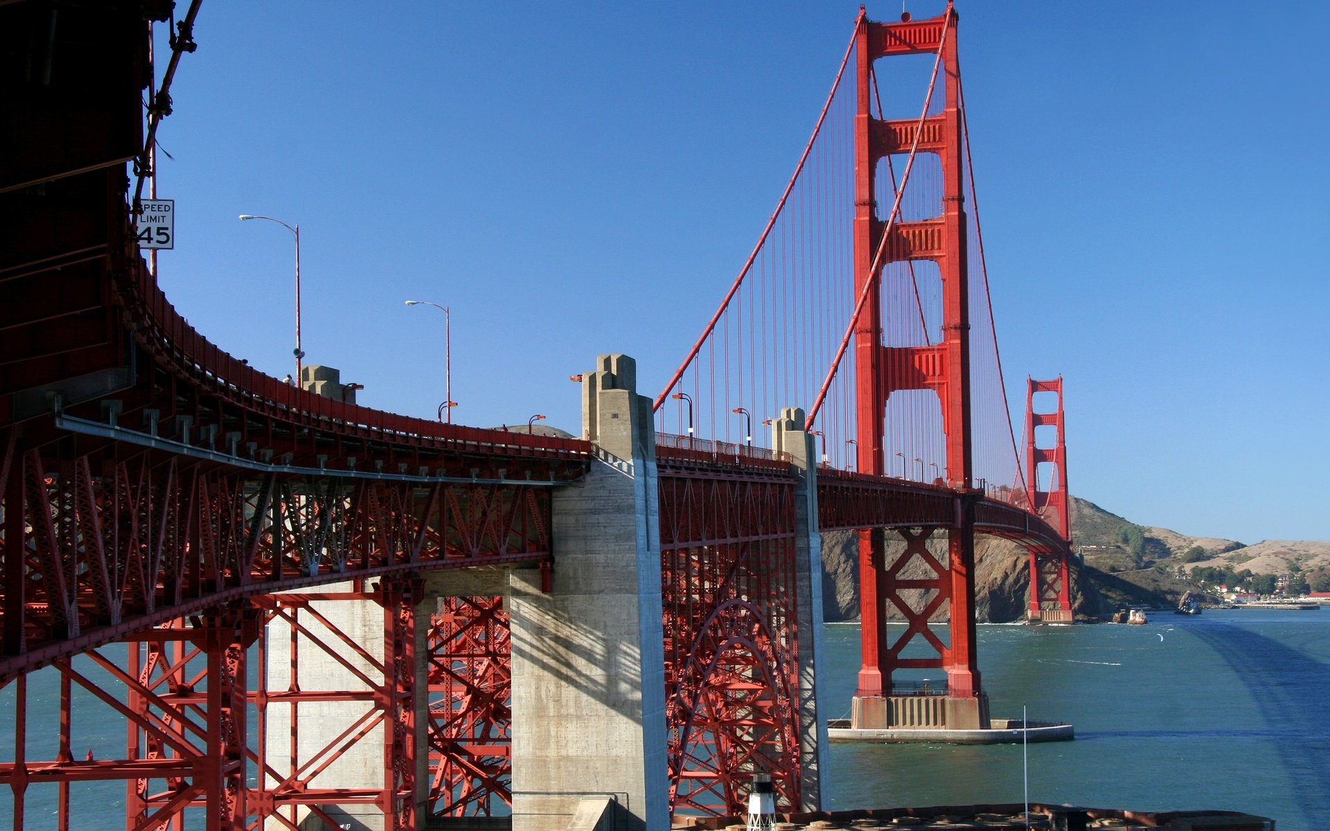 Обои мост, залив, сша, сан-франциско, опора, золотые ворота, bridge, bay, usa, san francisco, support, golden gate разрешение 2048x1331 Загрузить