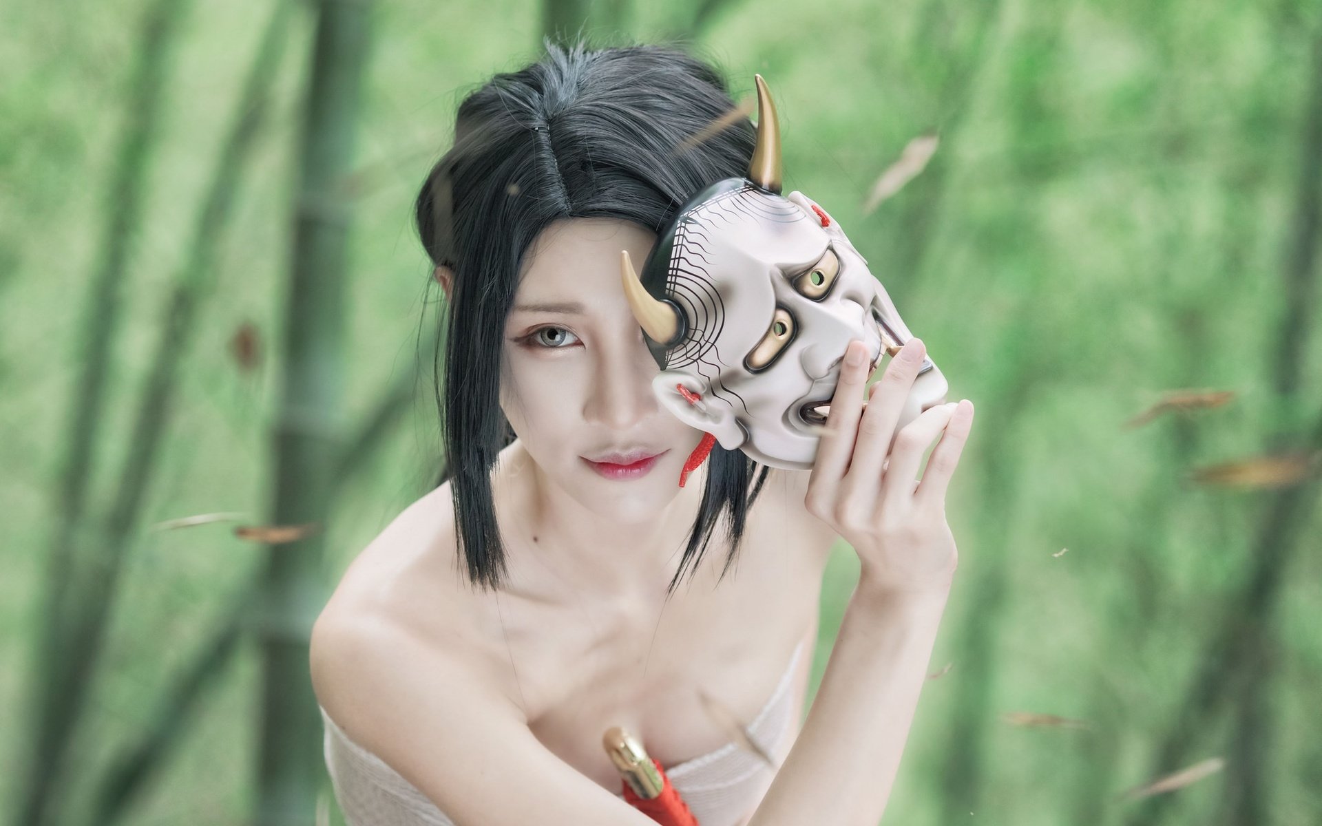 Обои девушка, маска, взгляд, азиатка, girl, mask, look, asian разрешение 2048x1365 Загрузить