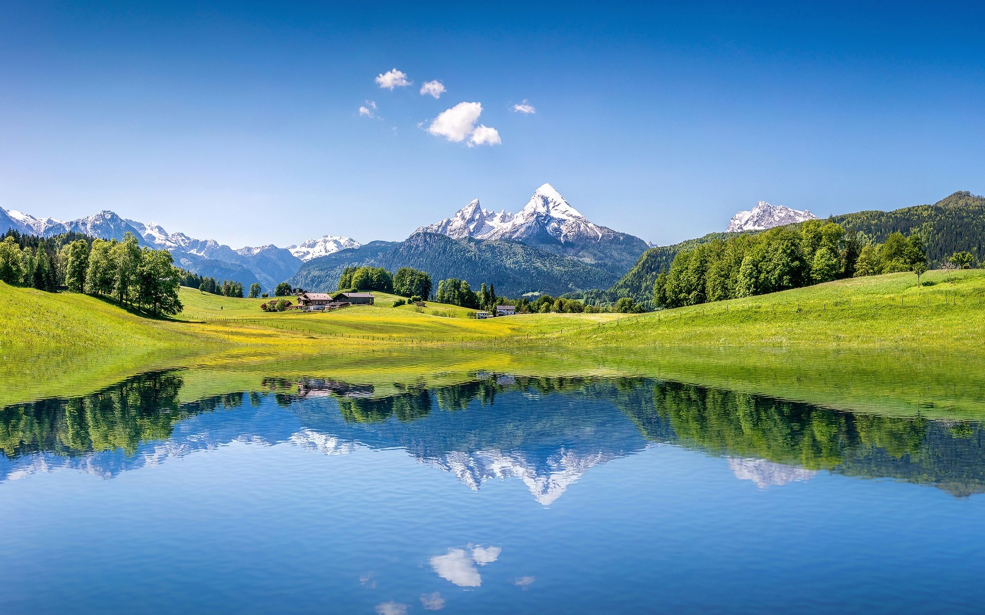 Обои небо, деревья, озеро, горы, лес, отражение, лето, альпы, the sky, trees, lake, mountains, forest, reflection, summer, alps разрешение 5500x3909 Загрузить