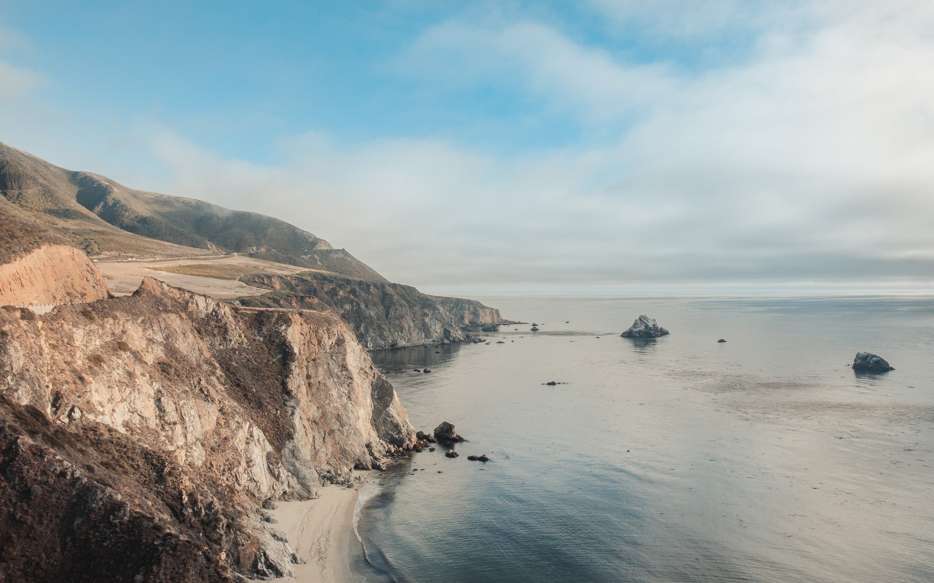 Обои небо, облака, скалы, берег, море, горизонт, побережье, the sky, clouds, rocks, shore, sea, horizon, coast разрешение 3000x2000 Загрузить