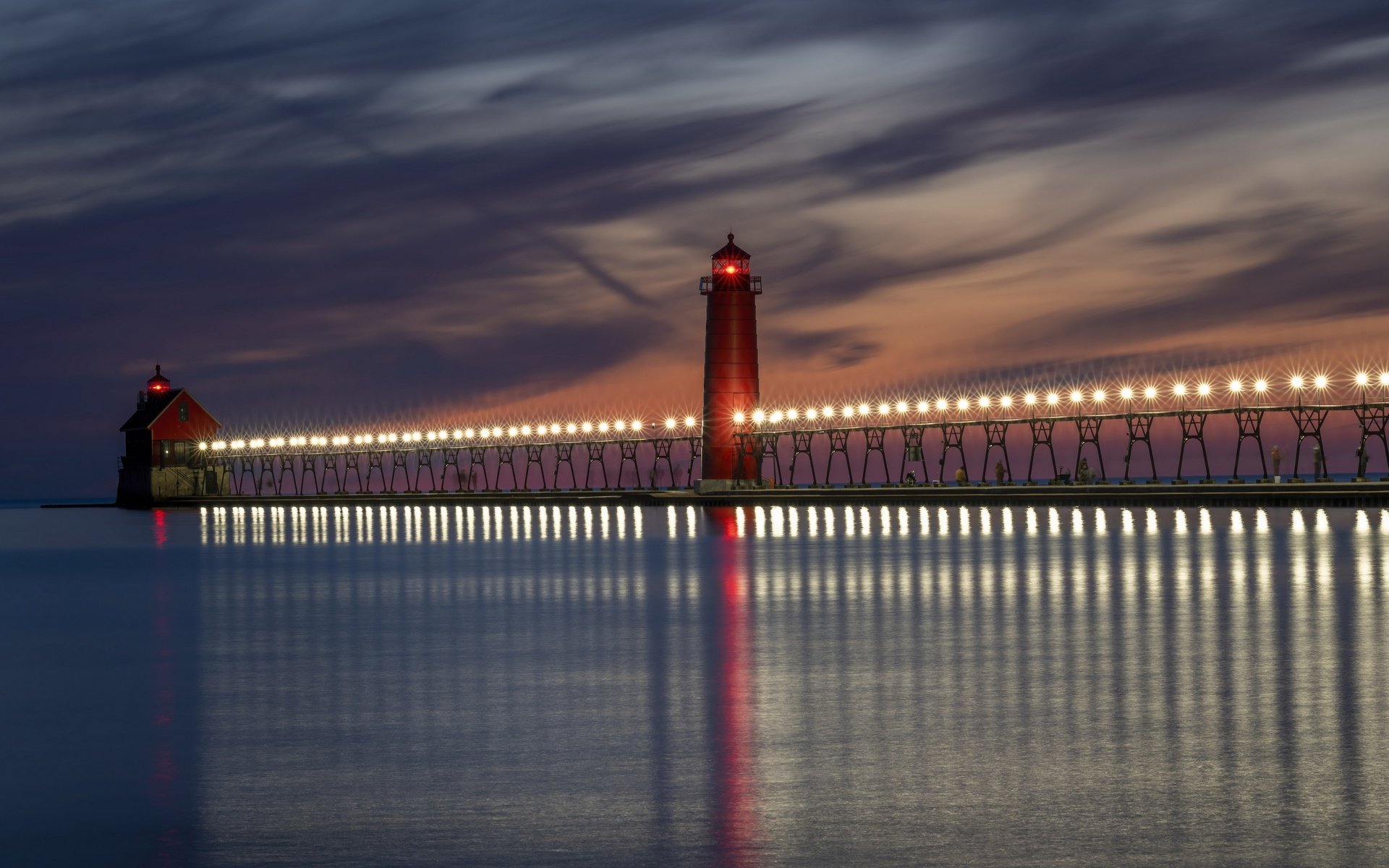 Обои маяк, мичиган, lighthouse, michigan разрешение 3840x2160 Загрузить