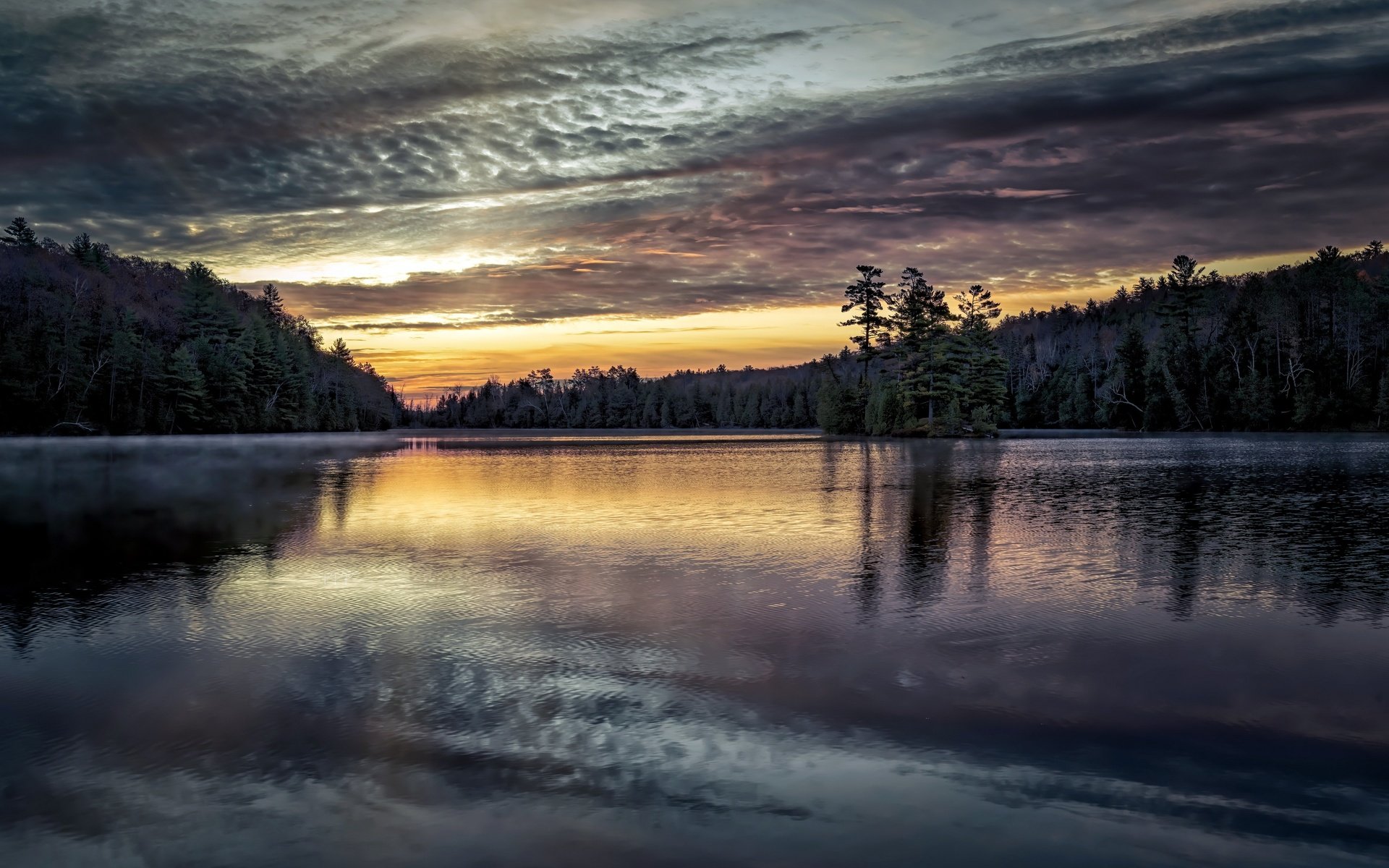 Обои озеро, природа, закат, lake, nature, sunset разрешение 3840x2160 Загрузить