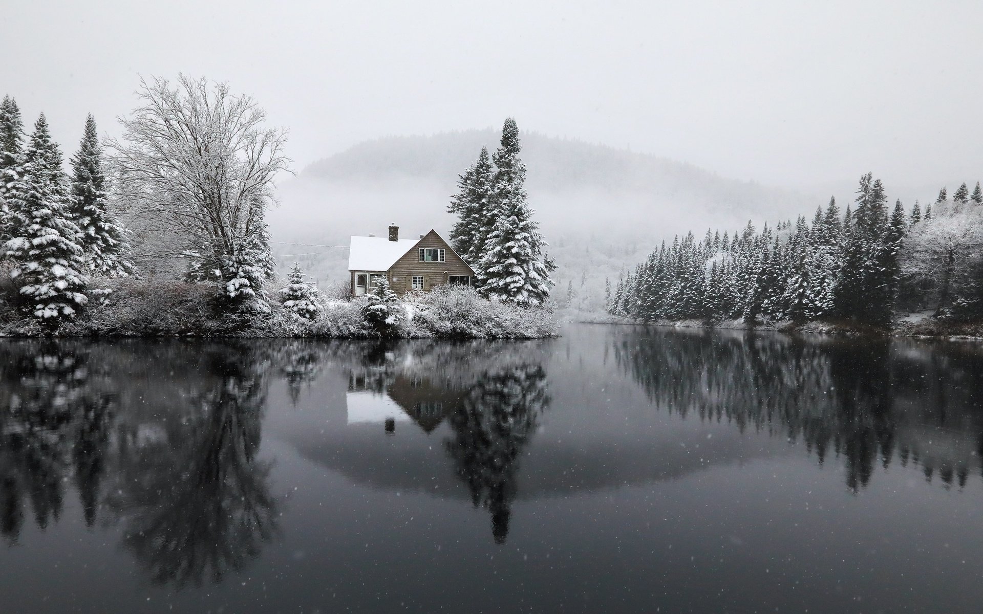 Обои озеро, зима, дом, lake, winter, house разрешение 3072x1728 Загрузить