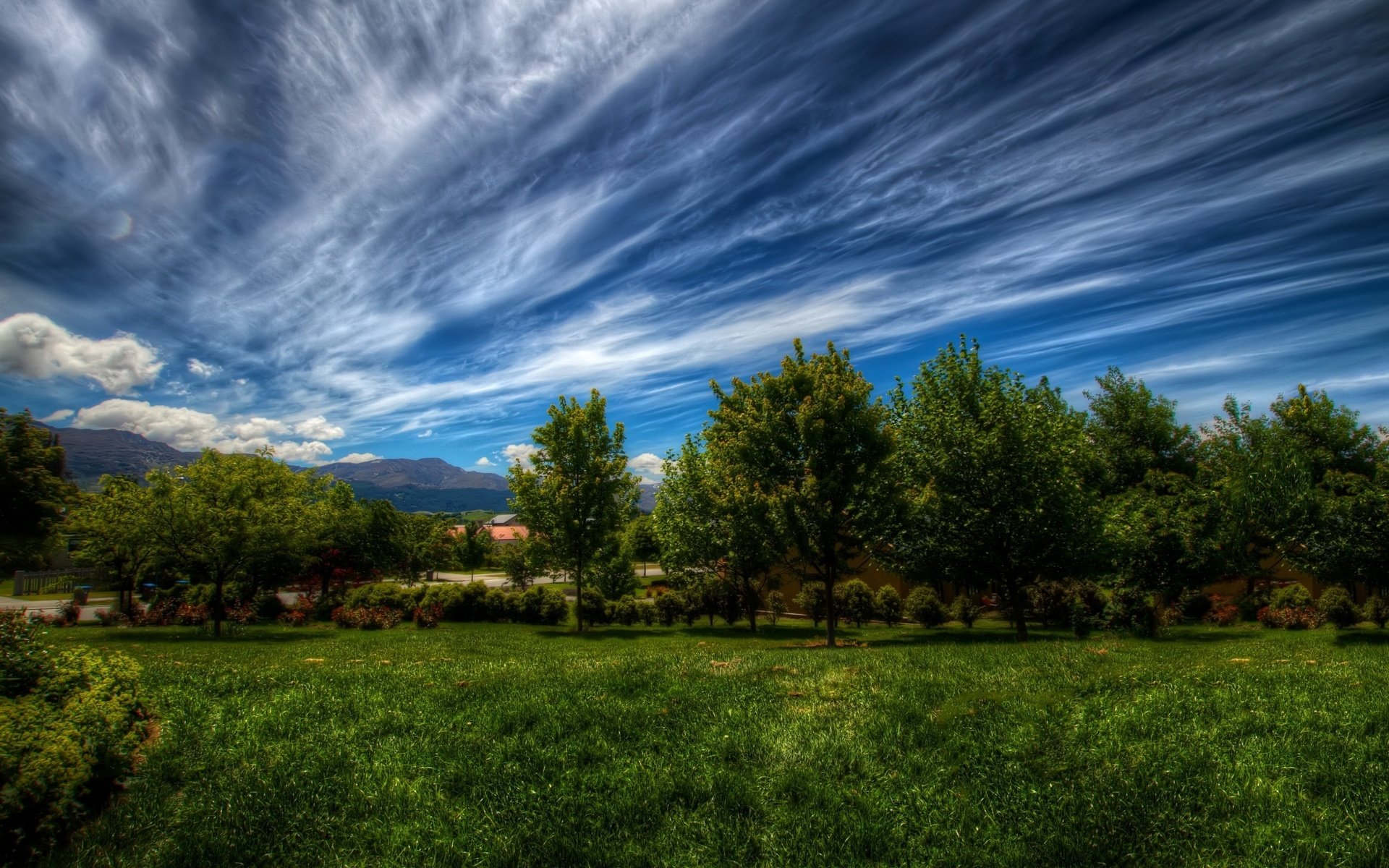 Обои небо, трава, облака, деревья, природа, зелень, пейзаж, the sky, grass, clouds, trees, nature, greens, landscape разрешение 2880x1800 Загрузить