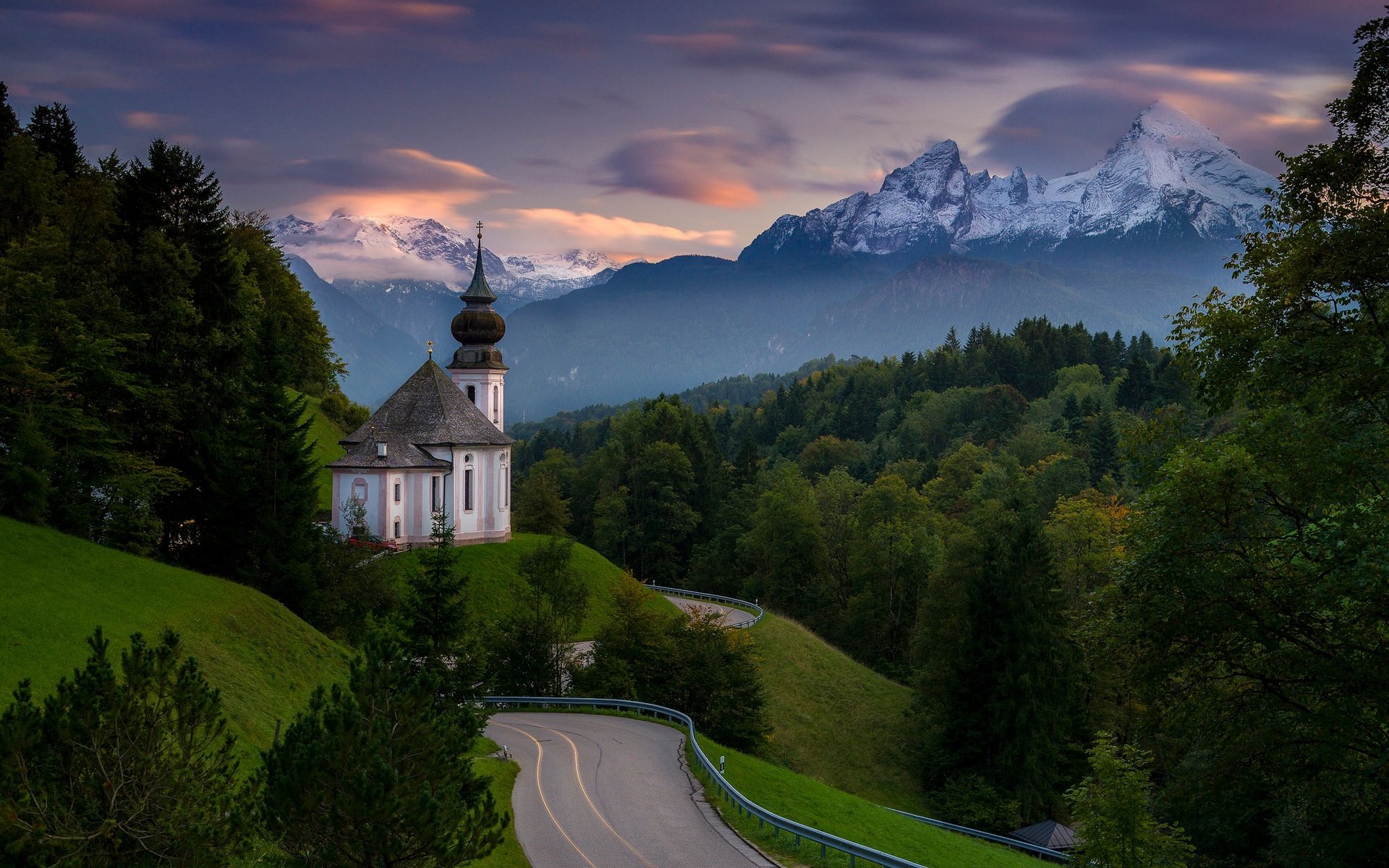 Обои дорога, mount watzmann, горы, берхтесгаден, лес, гора вацманн, church maria gern, церковь, церковь мария герн, германия, бавария, bavarian alps, баварские альпы, баварии, bavaria, road, mountains, berchtesgaden, forest, church, germany, bayern, the bavarian alps разрешение 2048x1365 Загрузить