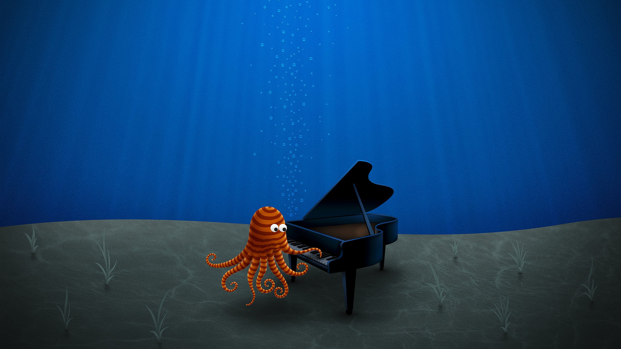 Обои рисунок, синий, осьминог, дно, рояль, figure, blue, octopus, the bottom, piano разрешение 2560x1600 Загрузить