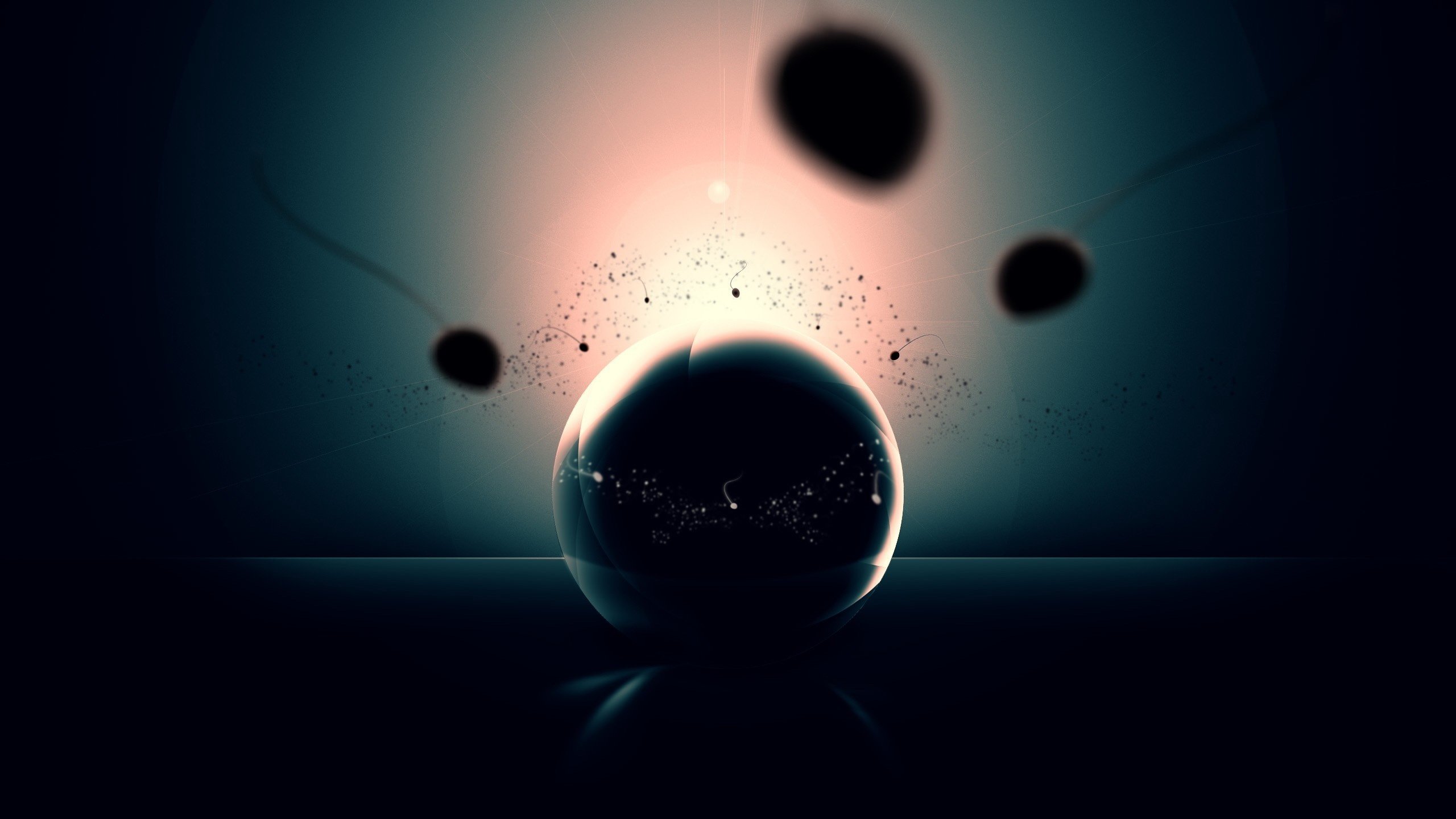 Обои отражение, шар, сперматозоиды, reflection, ball, sperm разрешение 2560x1600 Загрузить