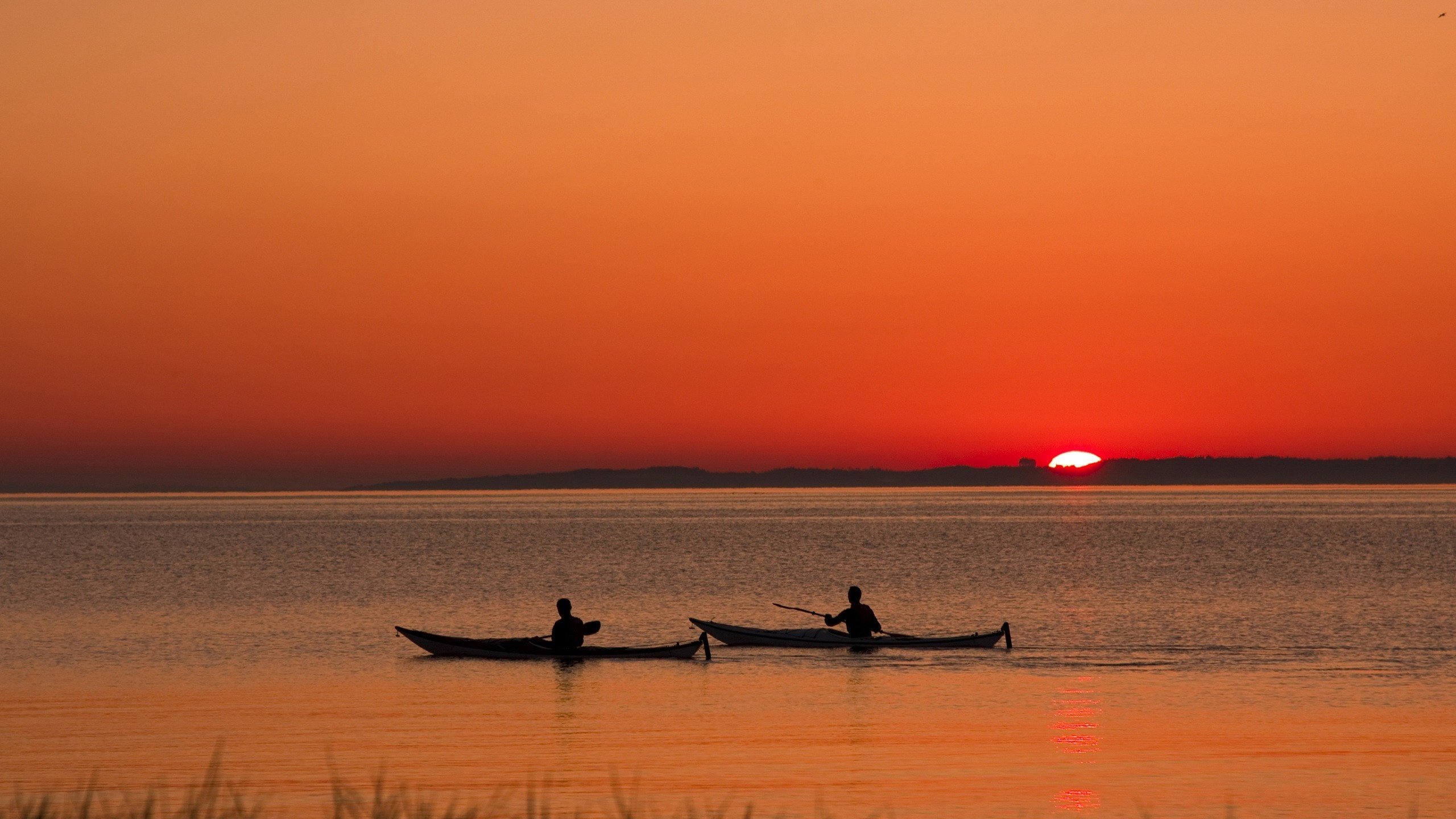 Обои озеро, закат, лодки, lake, sunset, boats разрешение 2560x1600 Загрузить