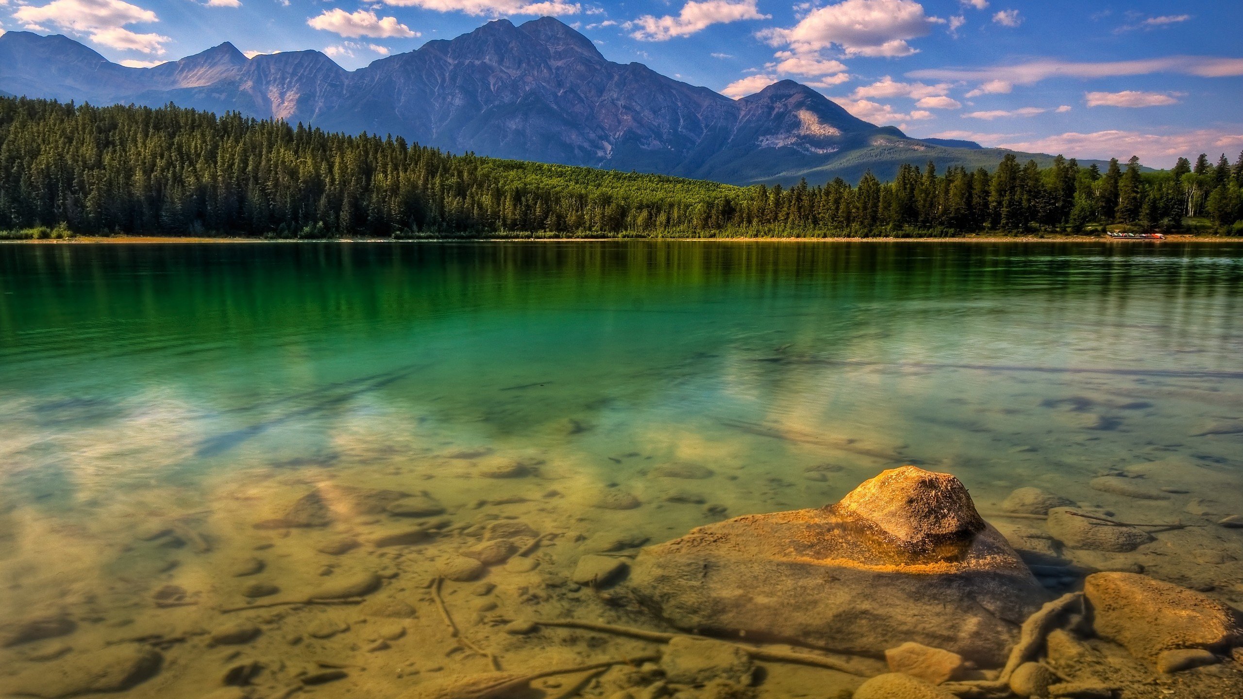 Обои деревья, прозрачная, вода, озеро, горы, камни, берег, лес, дно, trees, transparent, water, lake, mountains, stones, shore, forest, the bottom разрешение 2560x1600 Загрузить