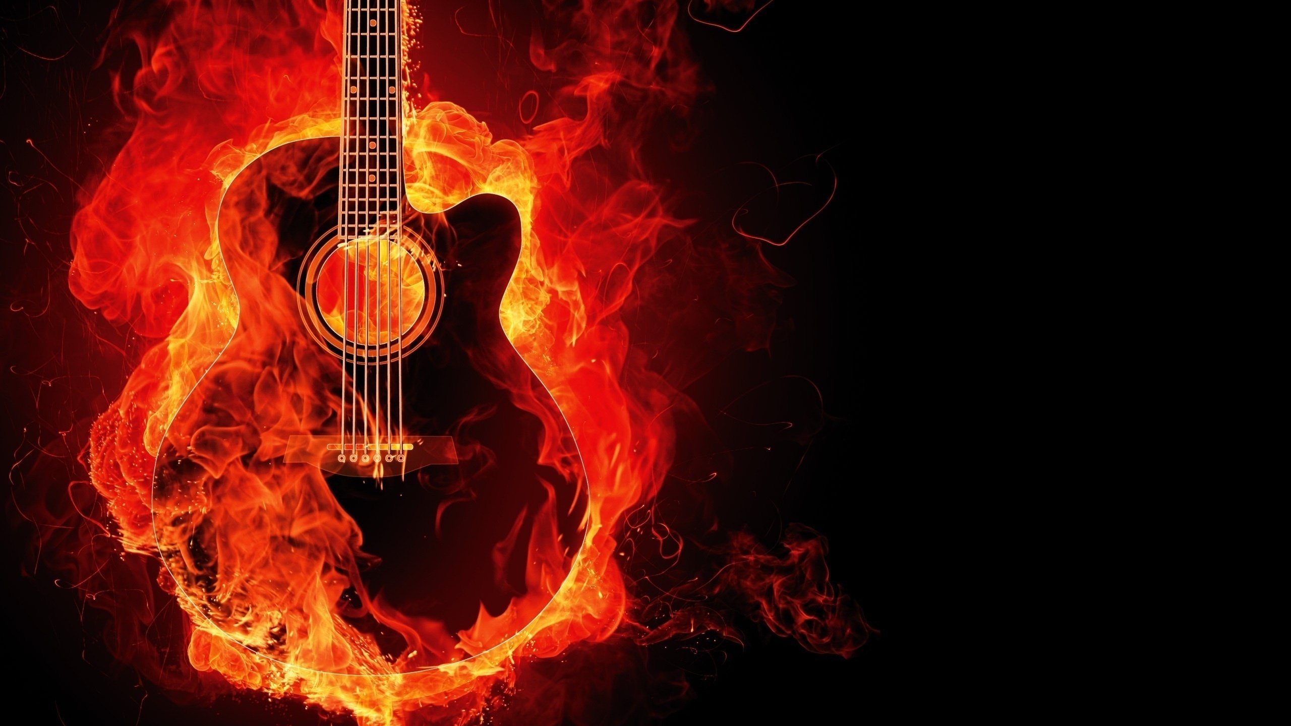 Обои фон, гитара, огонь, background, guitar, fire разрешение 2560x1600 Загрузить