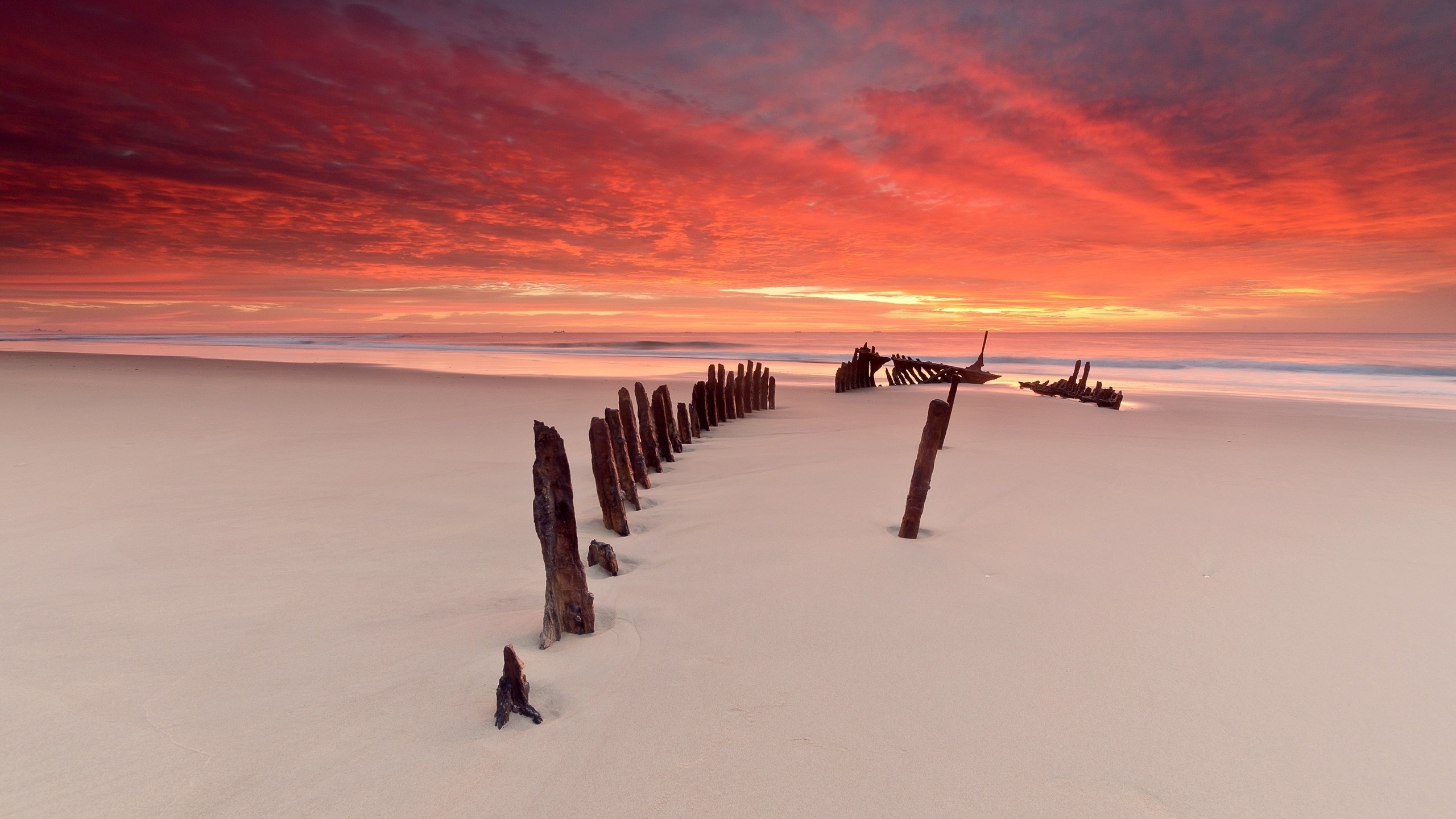 Обои закат, море, песок, пляж, скелет, корабля, sunset, sea, sand, beach, skeleton, vehicle разрешение 2800x1600 Загрузить