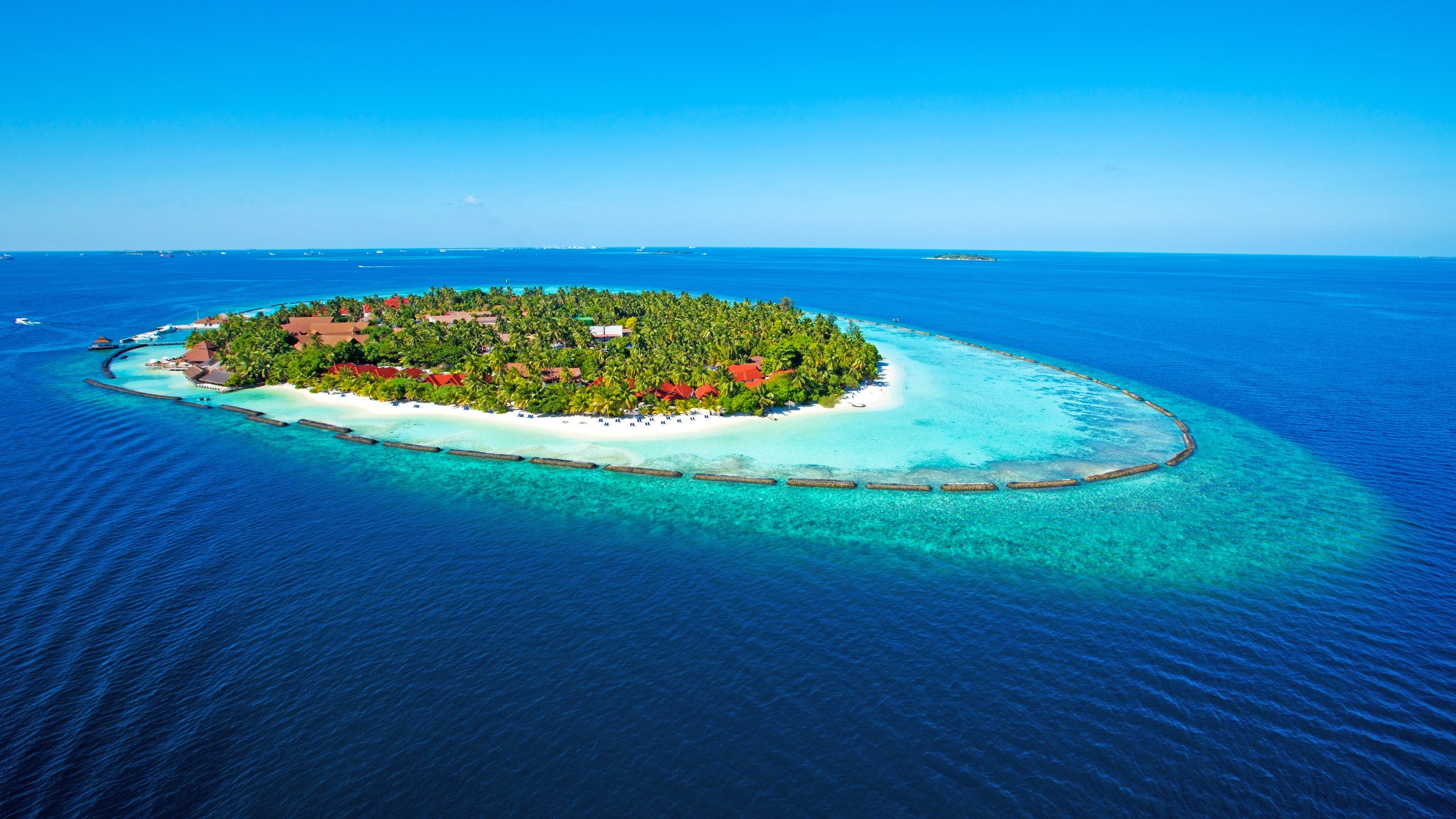 Обои море, остров, тропики, мальдивы, sea, island, tropics, the maldives разрешение 5399x3599 Загрузить