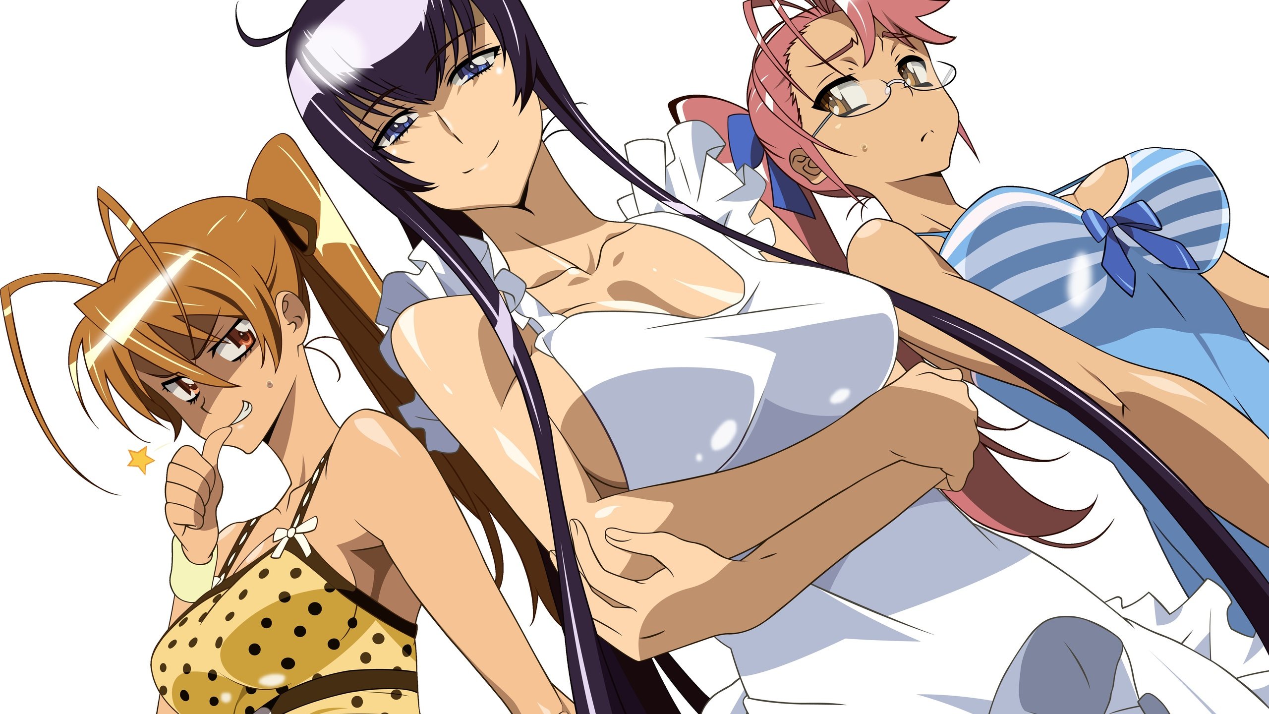 Обои девушка, highschool of the dead, tri, дощечка, fartuk, girl, plate разрешение 6434x4270 Загрузить