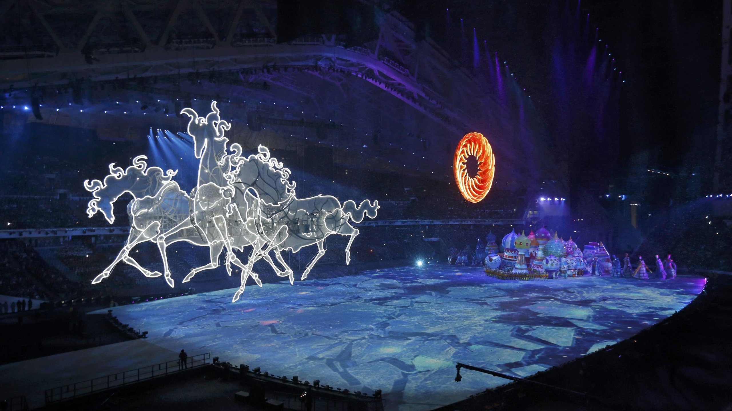 Обои сочи 2014, sochi 2014 olympic winter games, церемония открытия xxii зимних олимпийских иг, the opening ceremony of the xxii winter olymp, sochi 2014, the opening ceremony of the xxii olympic winter ig разрешение 3500x2332 Загрузить