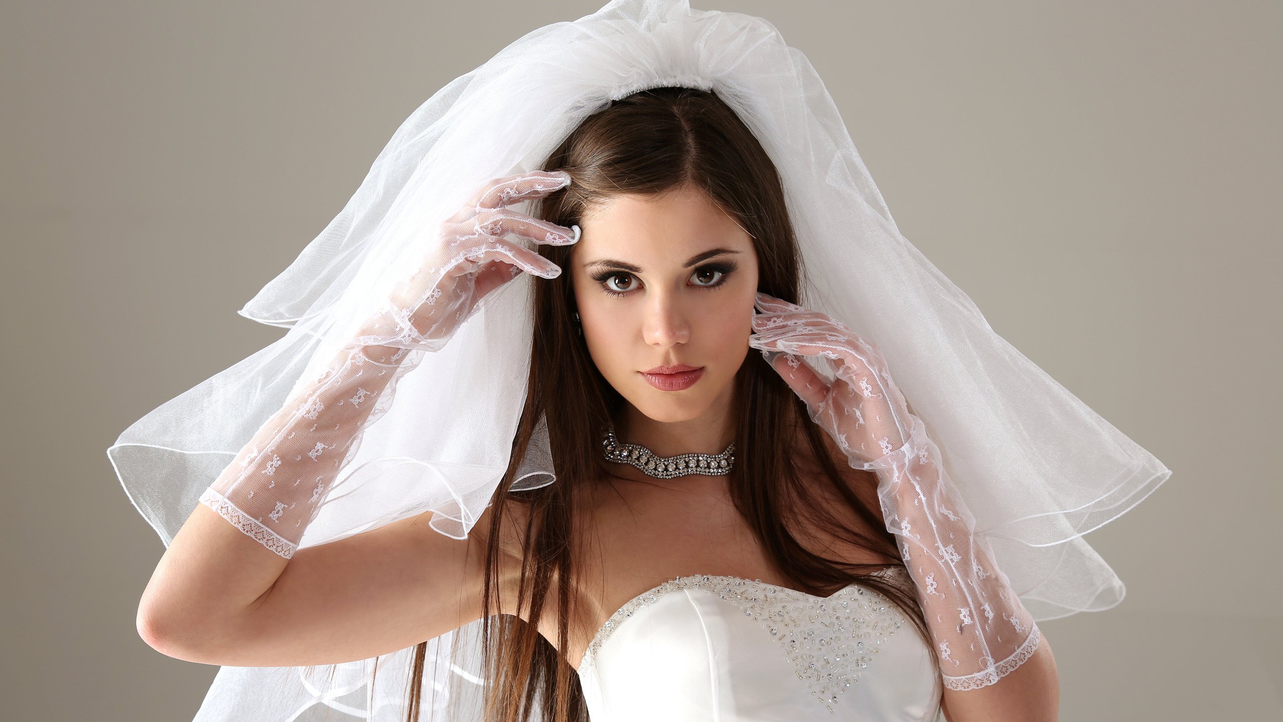 Обои платье, невеста, перчатки, фата, литл каприс, dress, the bride, gloves, veil, little caprice разрешение 2560x1600 Загрузить