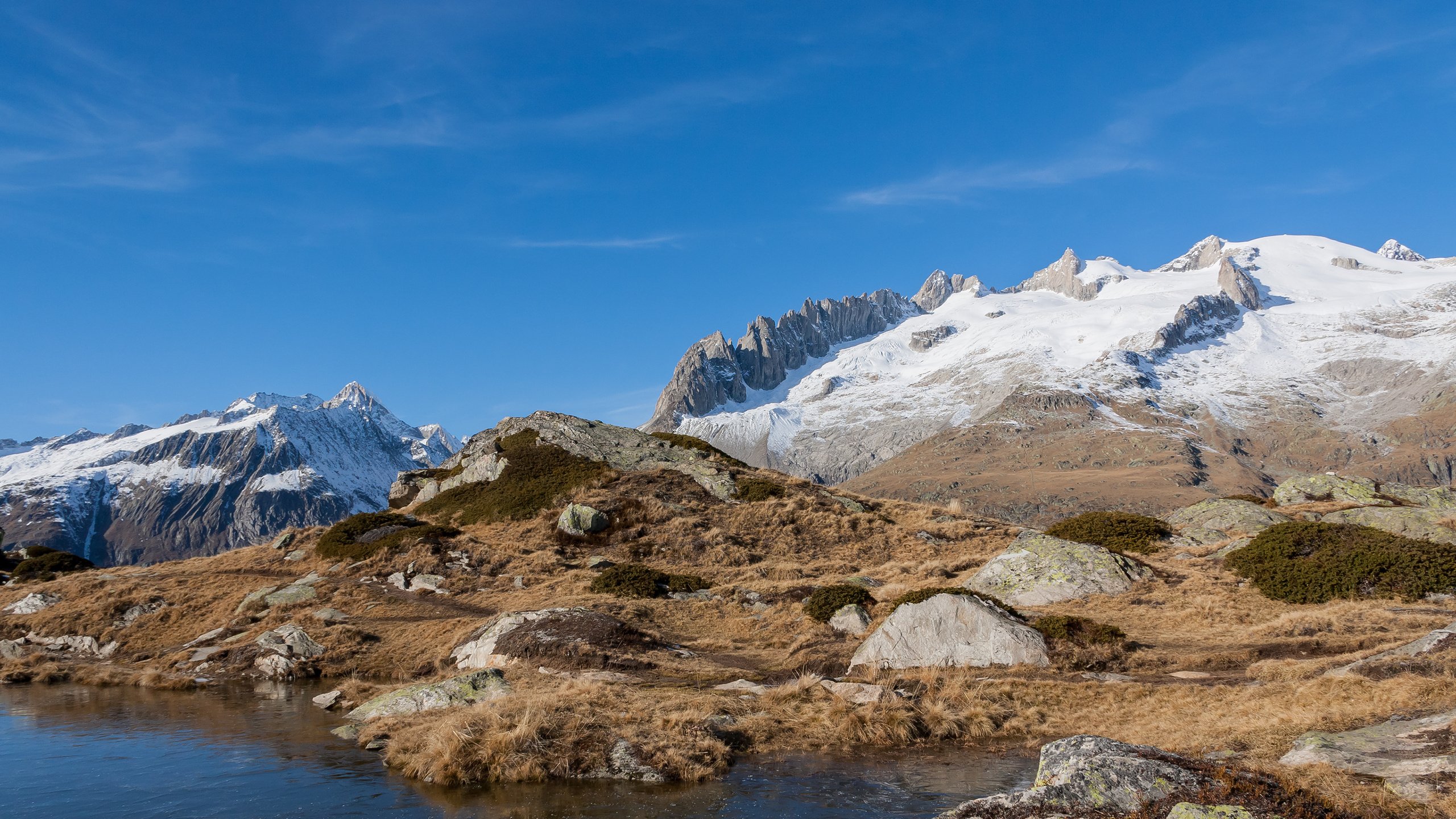 Обои горы, природа, швейцария, fusshorner bettmeralp, mountains, nature, switzerland разрешение 3360x2100 Загрузить