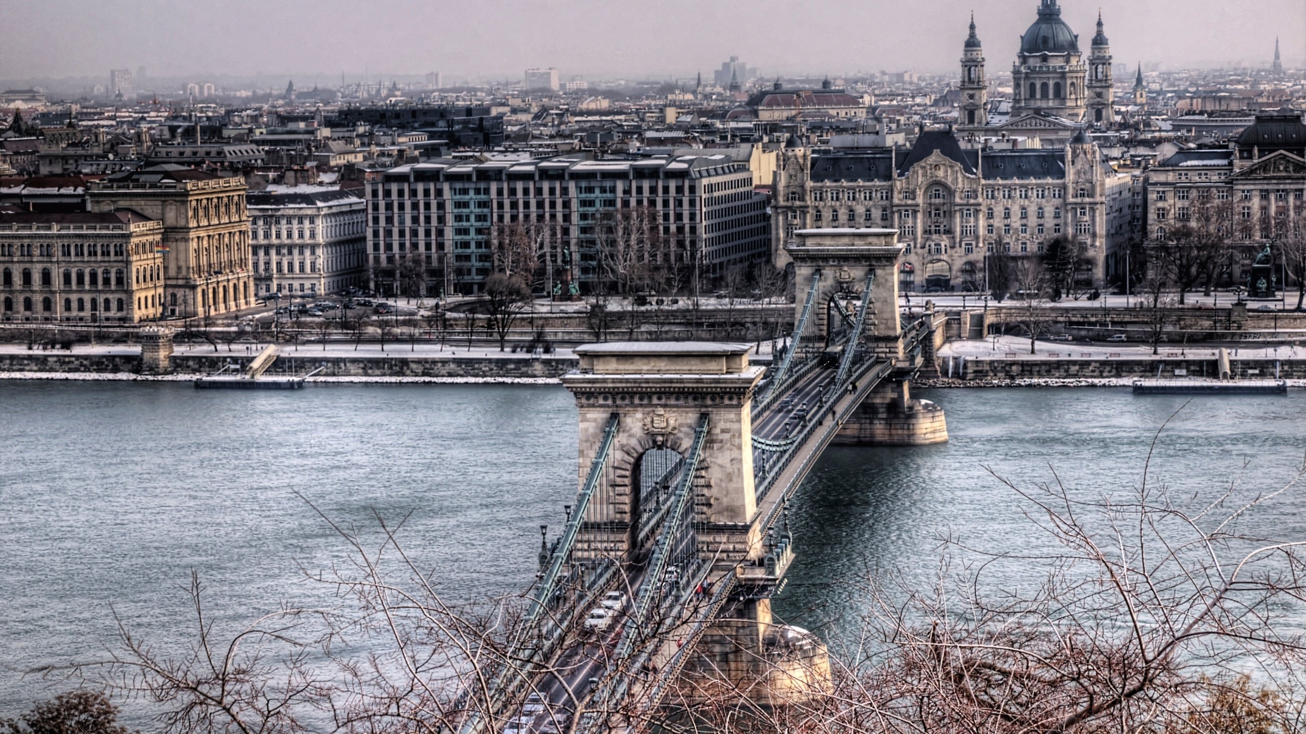 Обои мост, венгрия, будапешт, чейн-бридж, bridge, hungary, budapest, the chain bridge разрешение 2560x1600 Загрузить