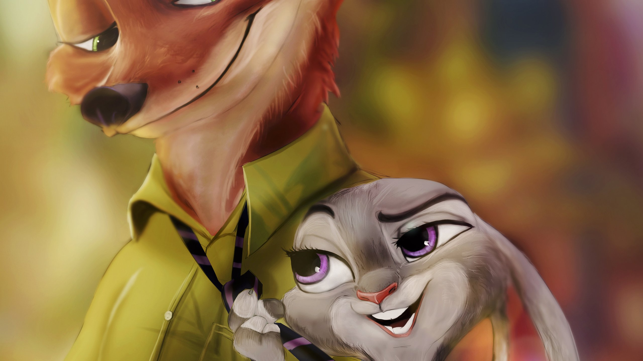 Скачать обои арт, zootopia, judy hopps, nick wilde, зверополис разрешение  2560x1440 #115201