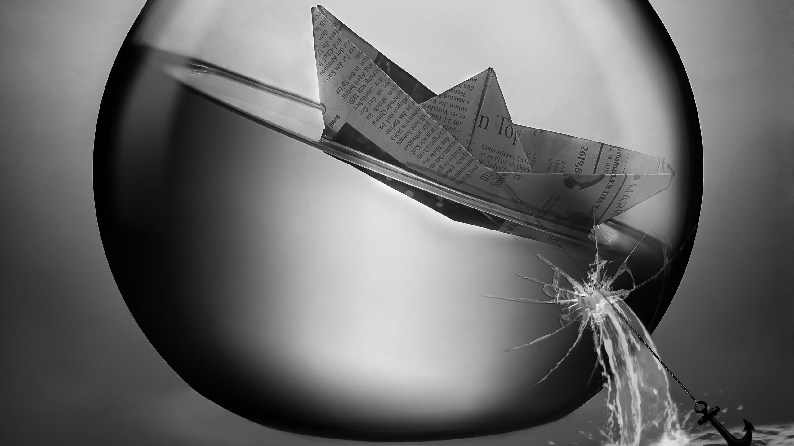 Обои лодка, бумажная, в стеклянном, шаре, boat, paper, in a glass, ball разрешение 2560x1600 Загрузить