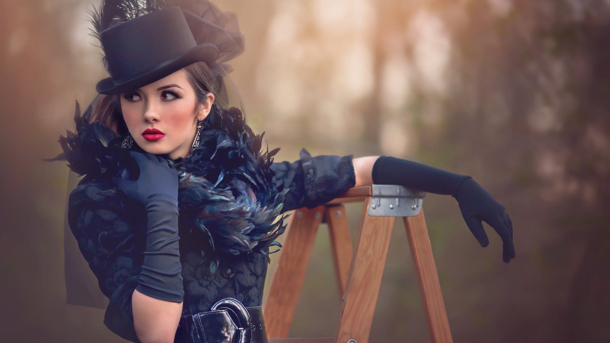 Обои стиль, девушка, платье, шляпа, гламур, перчатки, style, girl, dress, hat, glamour, gloves разрешение 4368x2912 Загрузить