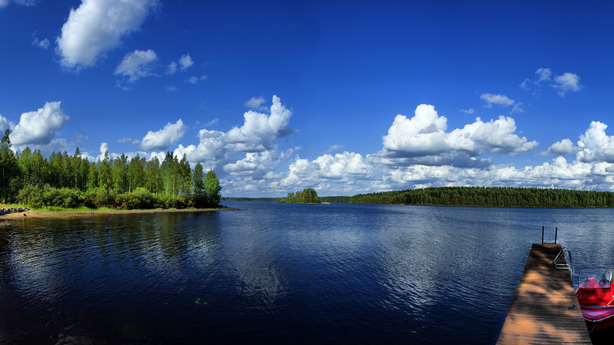 Обои небо, облака, деревья, река, природа, панорама, лодка, канада, the sky, clouds, trees, river, nature, panorama, boat, canada разрешение 10000x1731 Загрузить