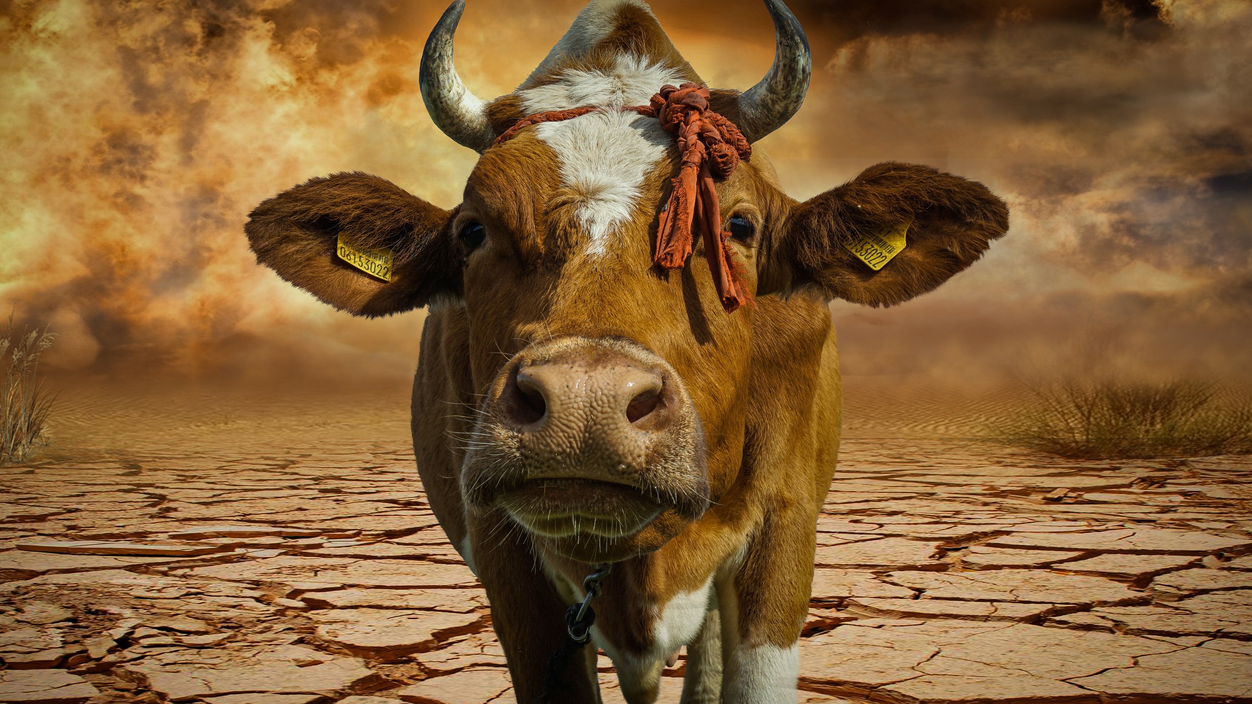 Обои морда, фон, кот, взгляд, рога, корова, face, background, cat, look, horns, cow разрешение 2560x1600 Загрузить
