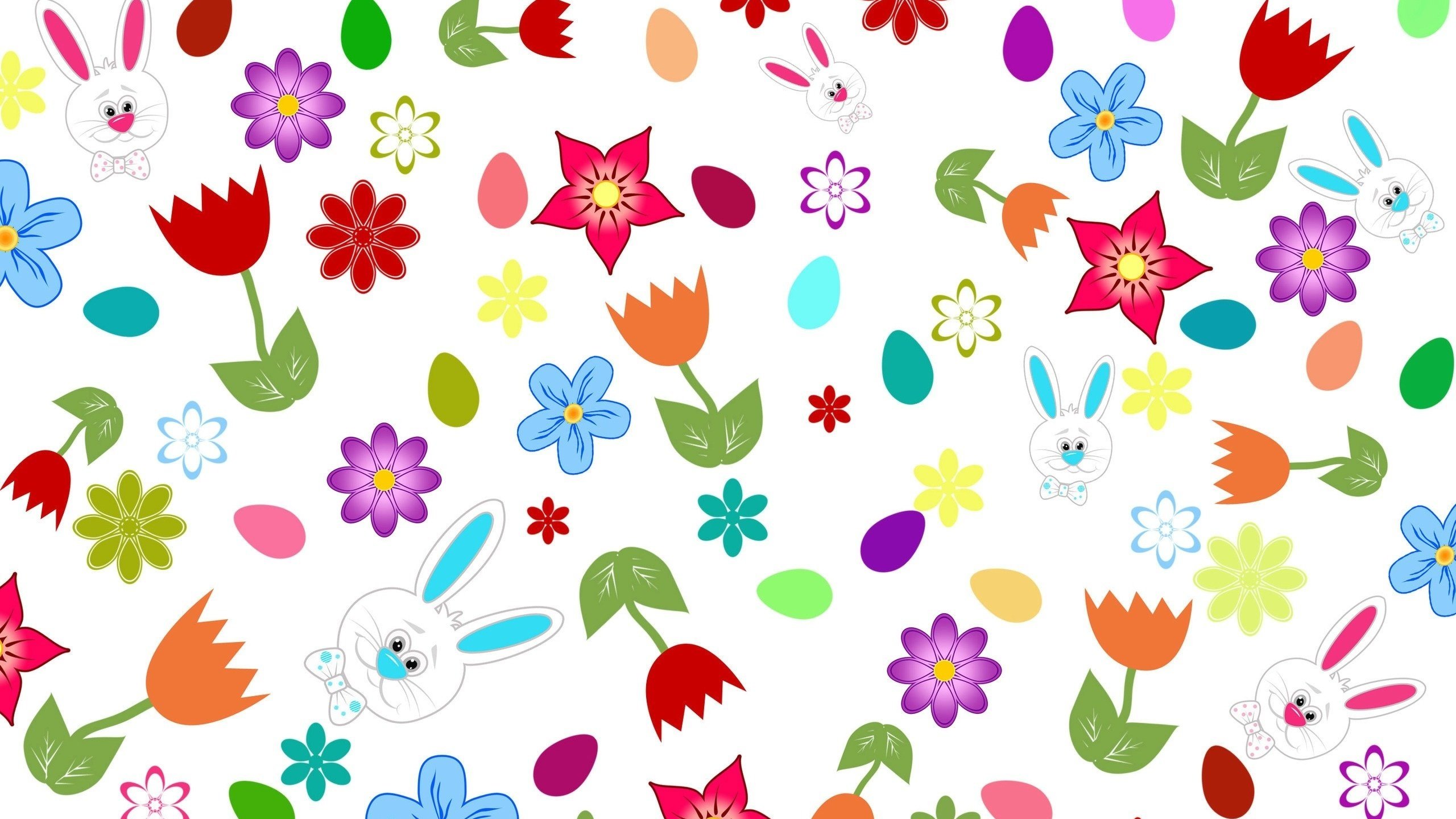 Обои цветы, обои, кролики, пасха, яйца, зайчики, flowers, wallpaper, rabbits, easter, eggs, bunnies разрешение 2560x1600 Загрузить