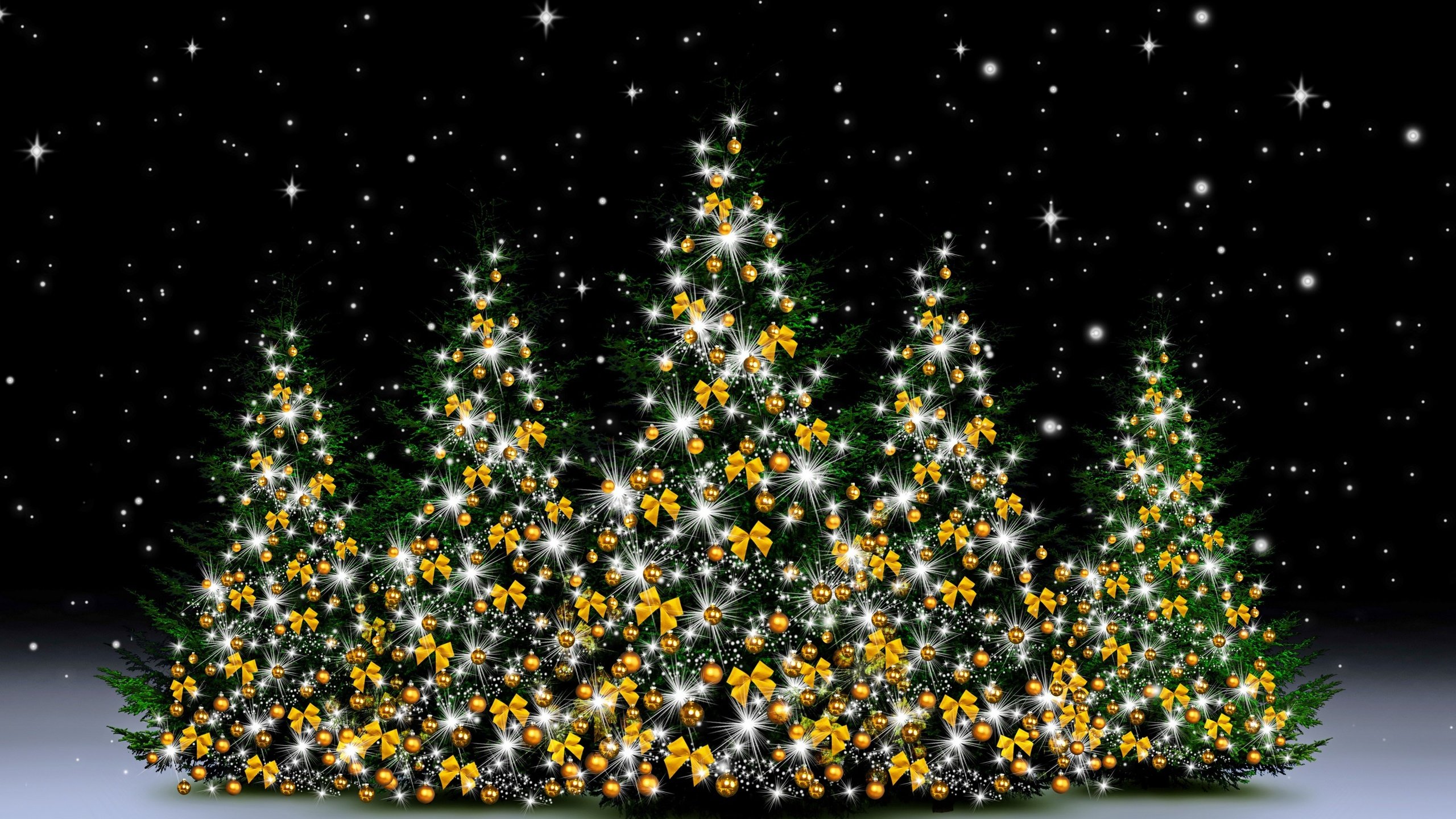 Обои снег, новый год, зима, елки, гирлянды, рождество, snow, new year, winter, tree, garland, christmas разрешение 2880x1800 Загрузить