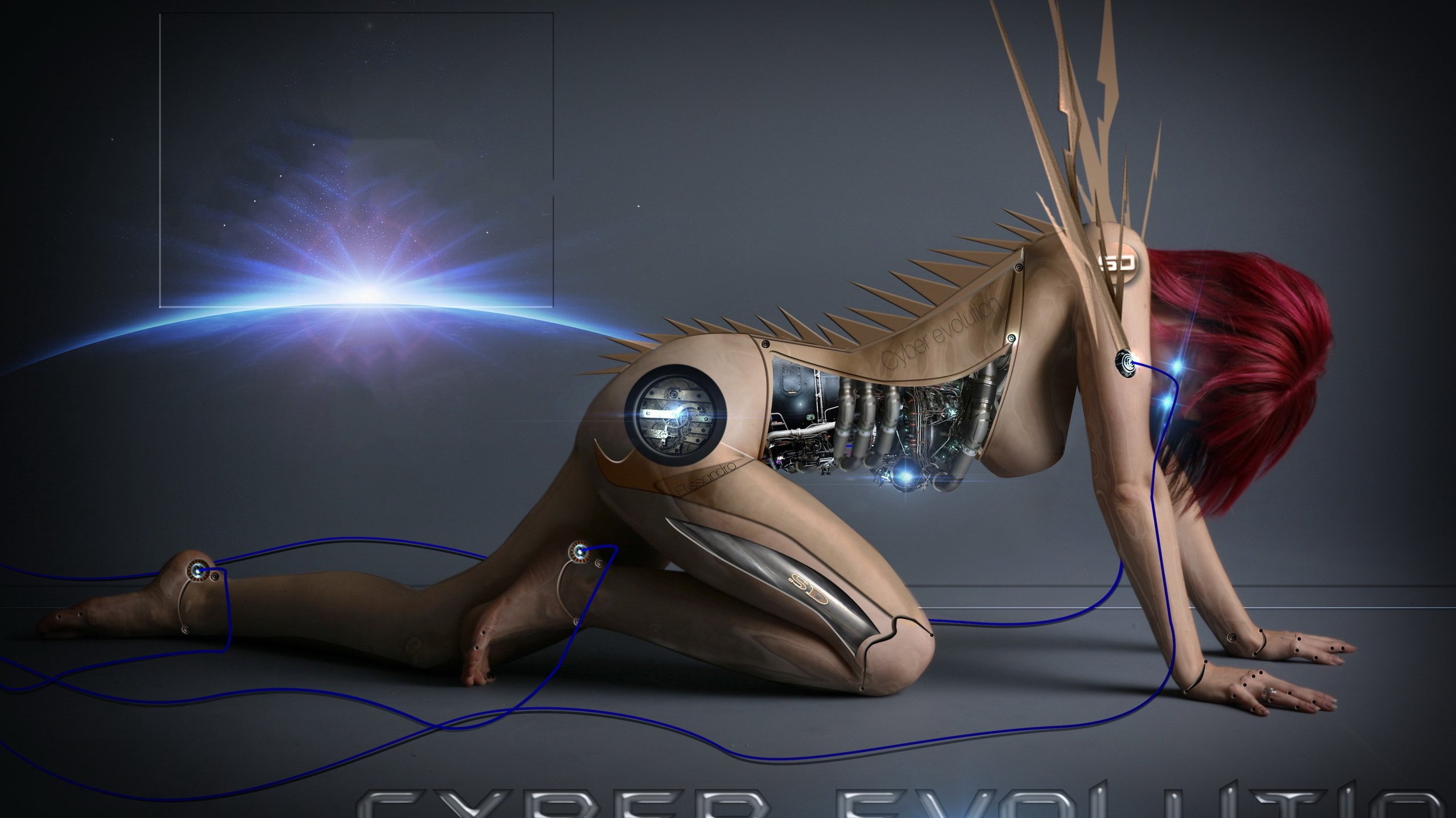 Обои девушка, киборг, 3д, girl, cyborg, 3d разрешение 2560x1600 Загрузить