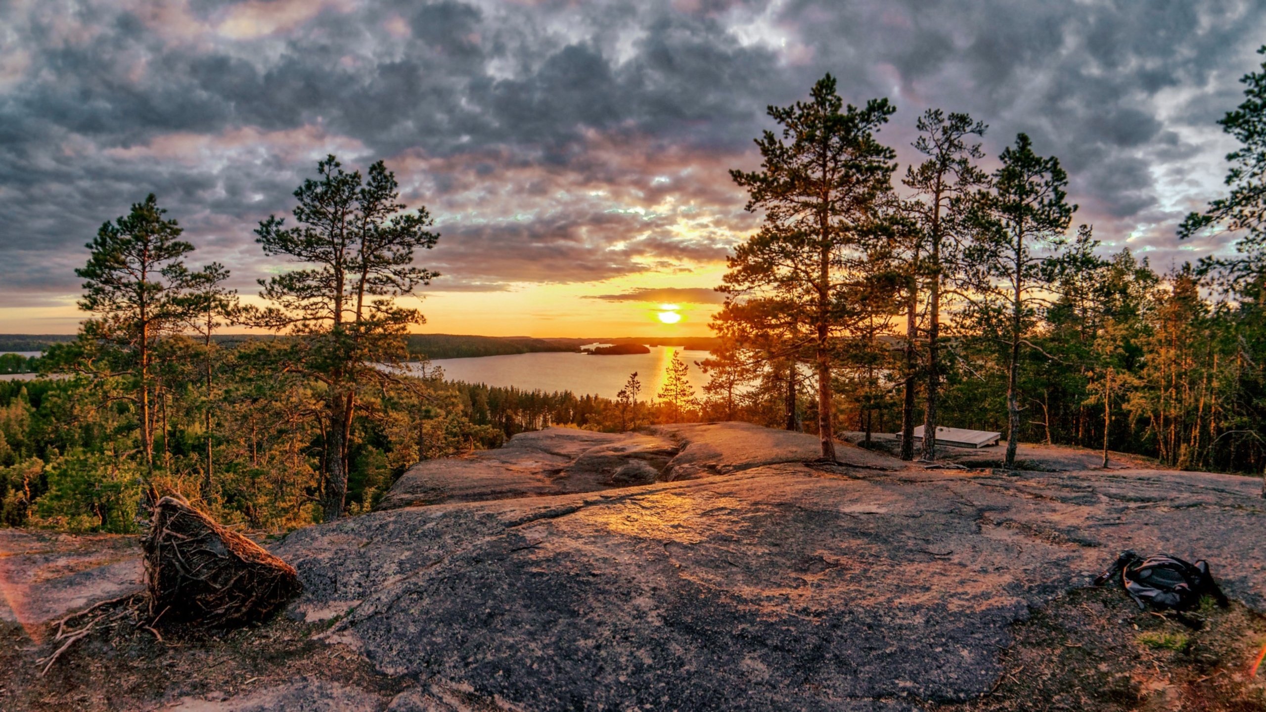 Обои деревья, озеро, природа, лес, закат, trees, lake, nature, forest, sunset разрешение 3840x2160 Загрузить