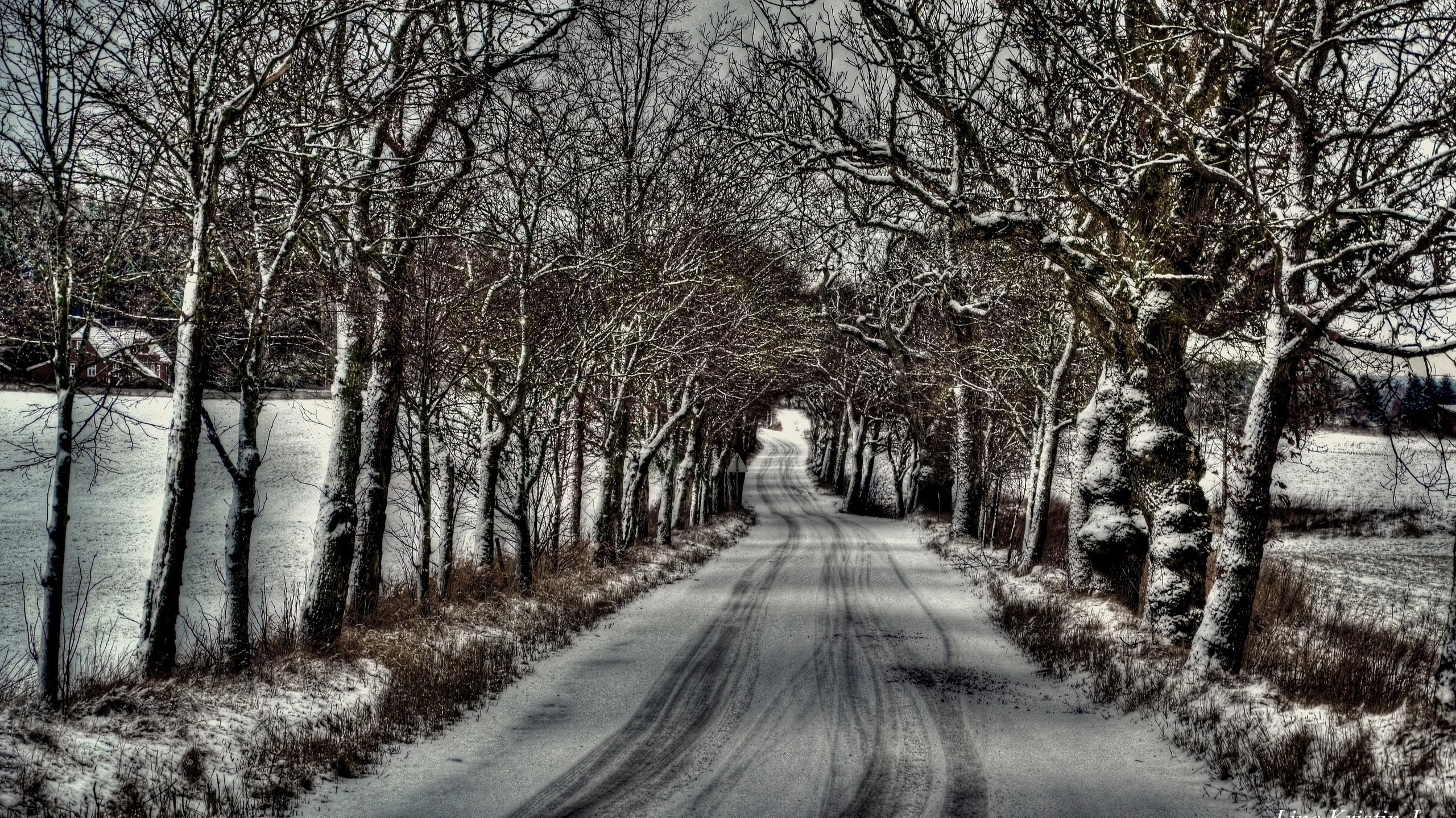 Обои дорога, снег, road, snow разрешение 3840x2160 Загрузить