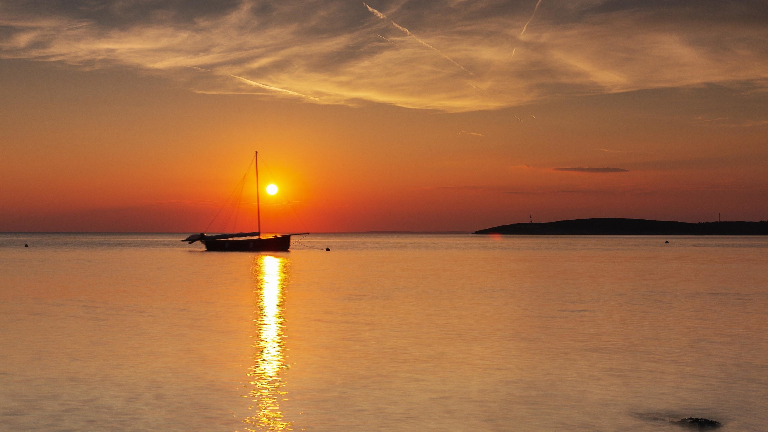 Обои закат, море, лодка, sunset, sea, boat разрешение 3072x2048 Загрузить