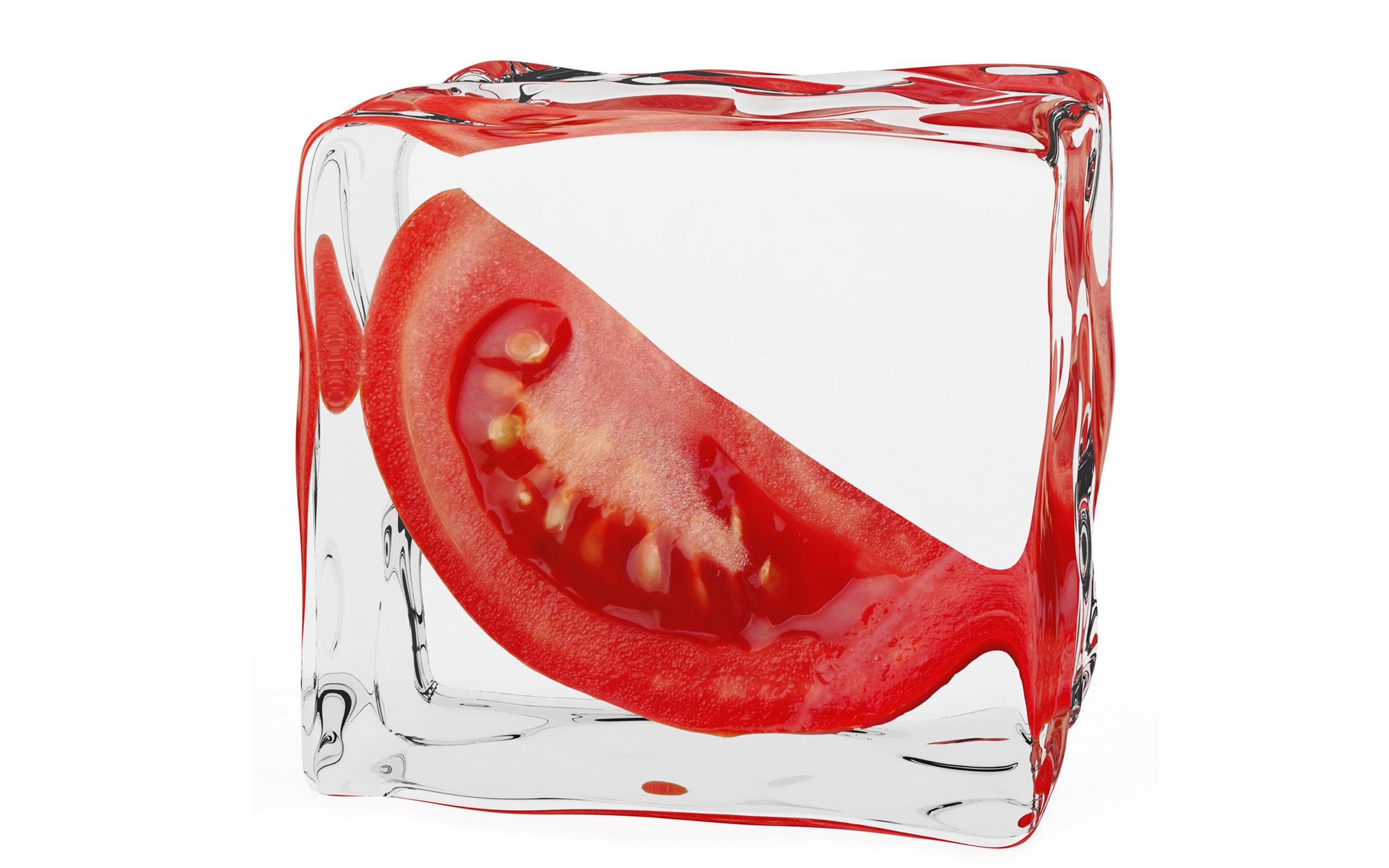 Обои минимализм, ice cube, помидоры, minimalism, tomatoes разрешение 2560x1920 Загрузить
