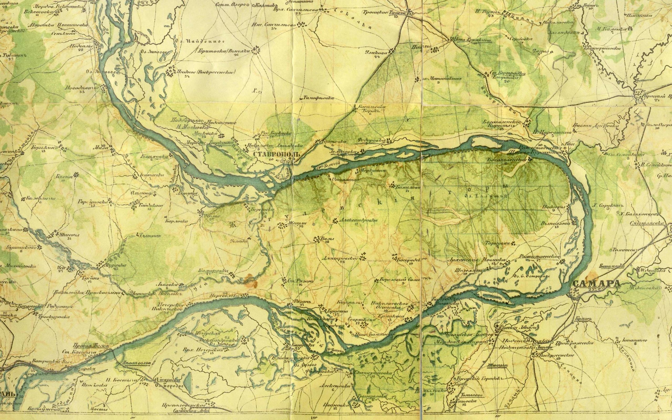 Карта Ставрополь на Волге до затопления