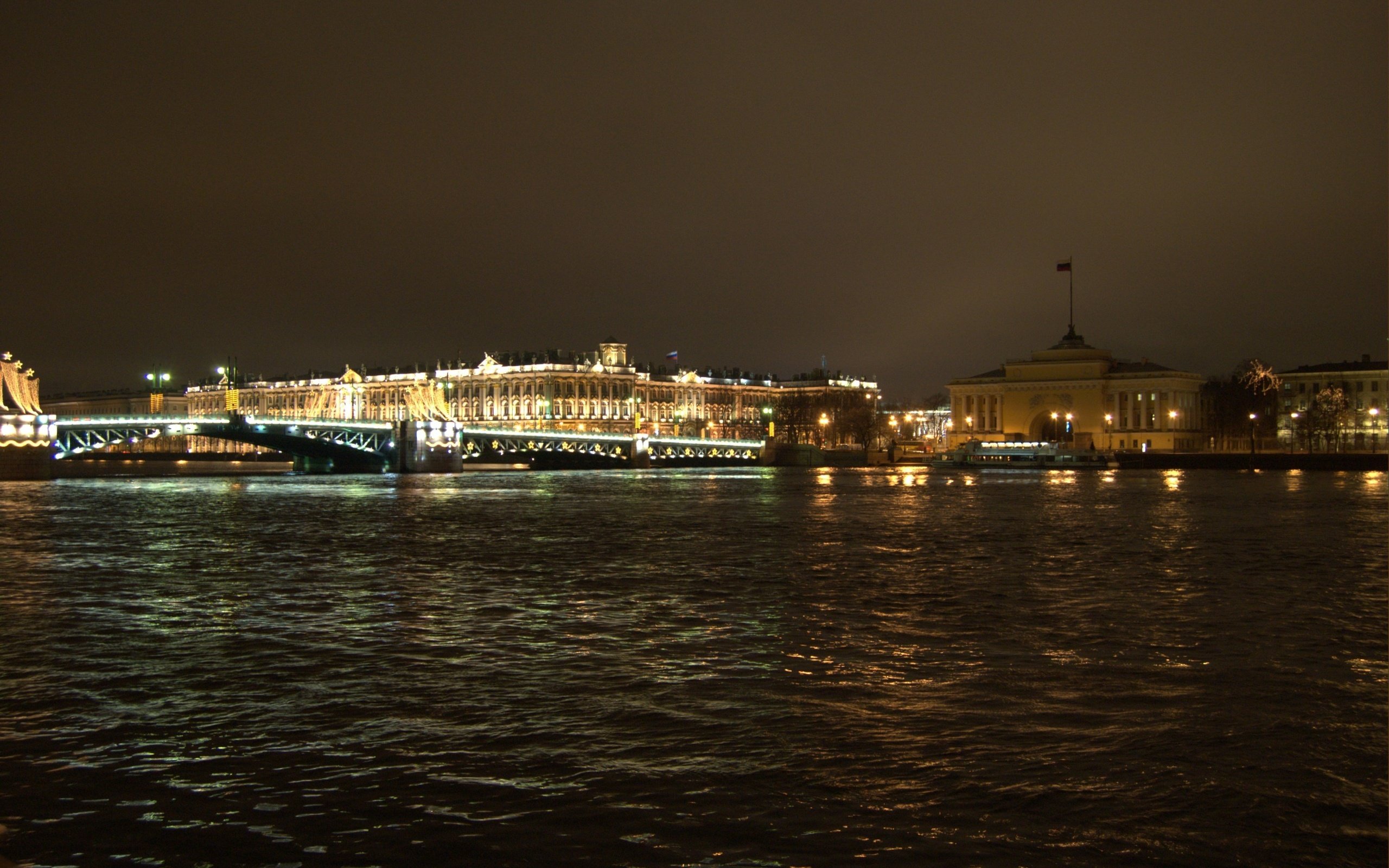 Обои ночь, река, мост, санкт-петербург, night, river, bridge, saint petersburg разрешение 3040x2014 Загрузить