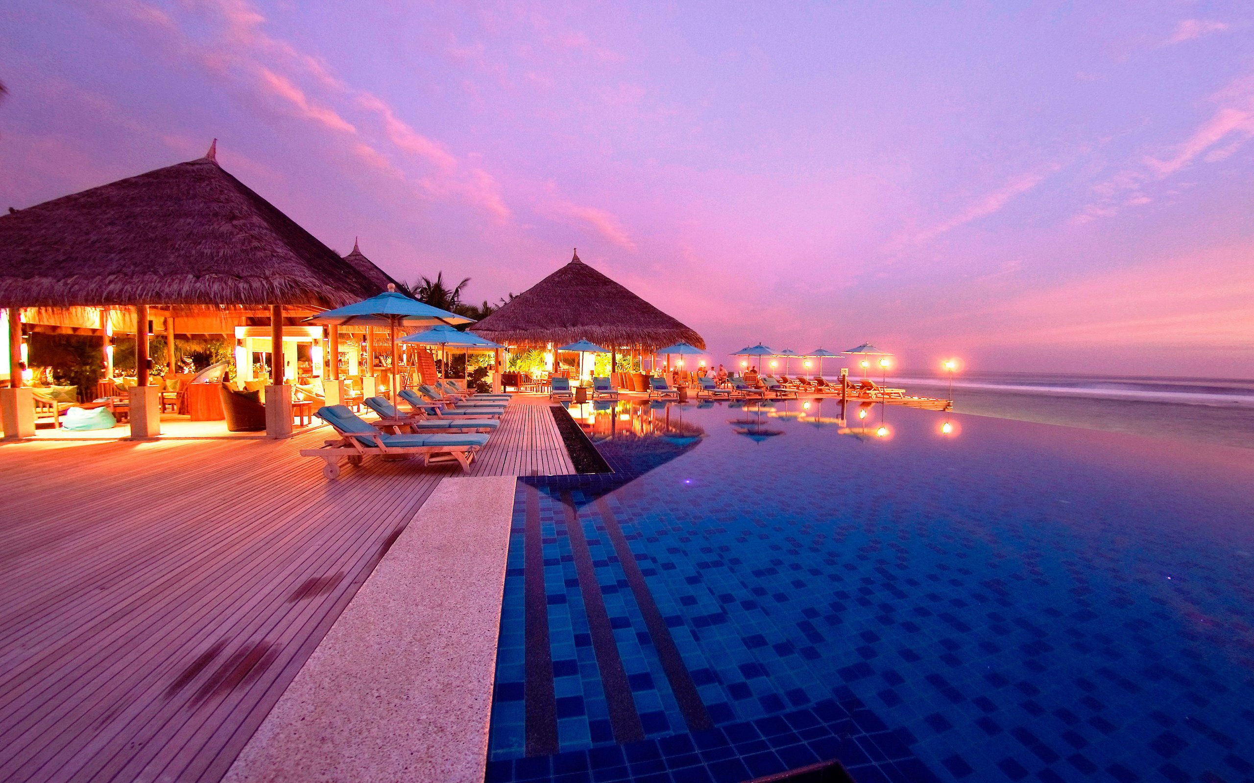 Обои вечер, курорт, тропики, мальдивы, the evening, resort, tropics, the maldives разрешение 3613x2178 Загрузить