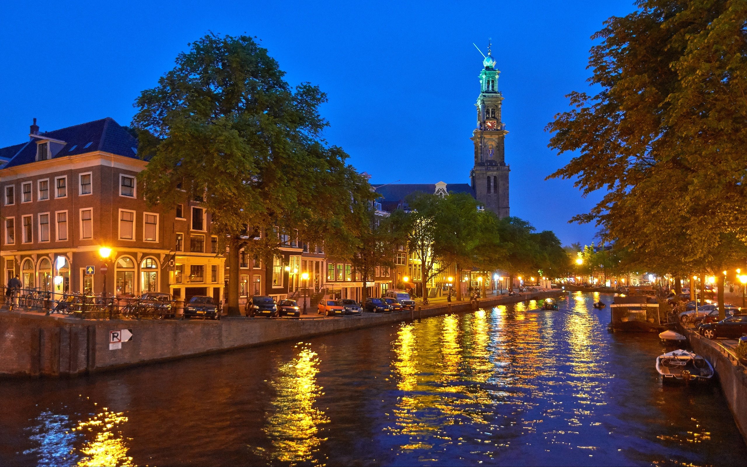 Обои огни, вечер, нидерланды, амстердам, lights, the evening, netherlands, amsterdam разрешение 3840x2345 Загрузить