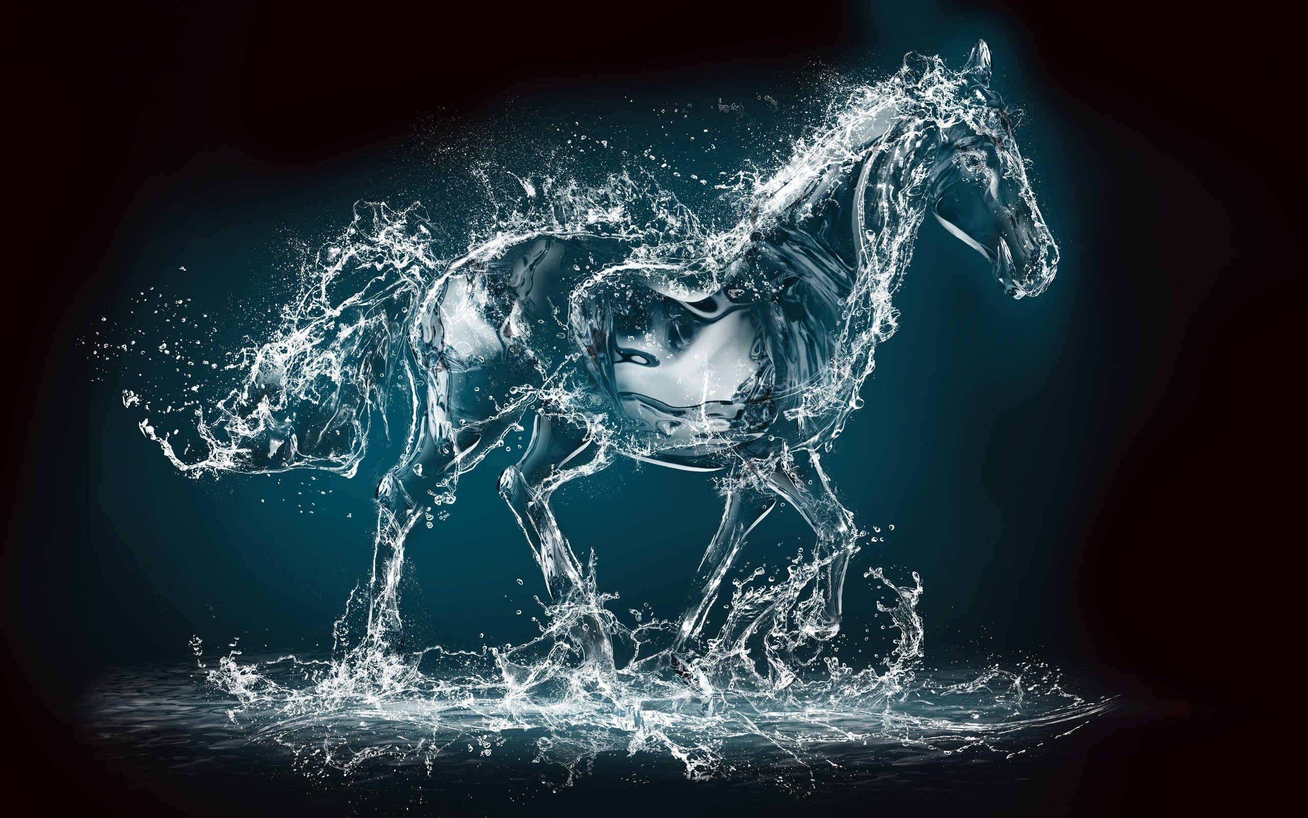Обои лошадь, вода, брызги, рендеринг, темный фон, животное, horse, water, squirt, rendering, the dark background, animal разрешение 9428x6282 Загрузить
