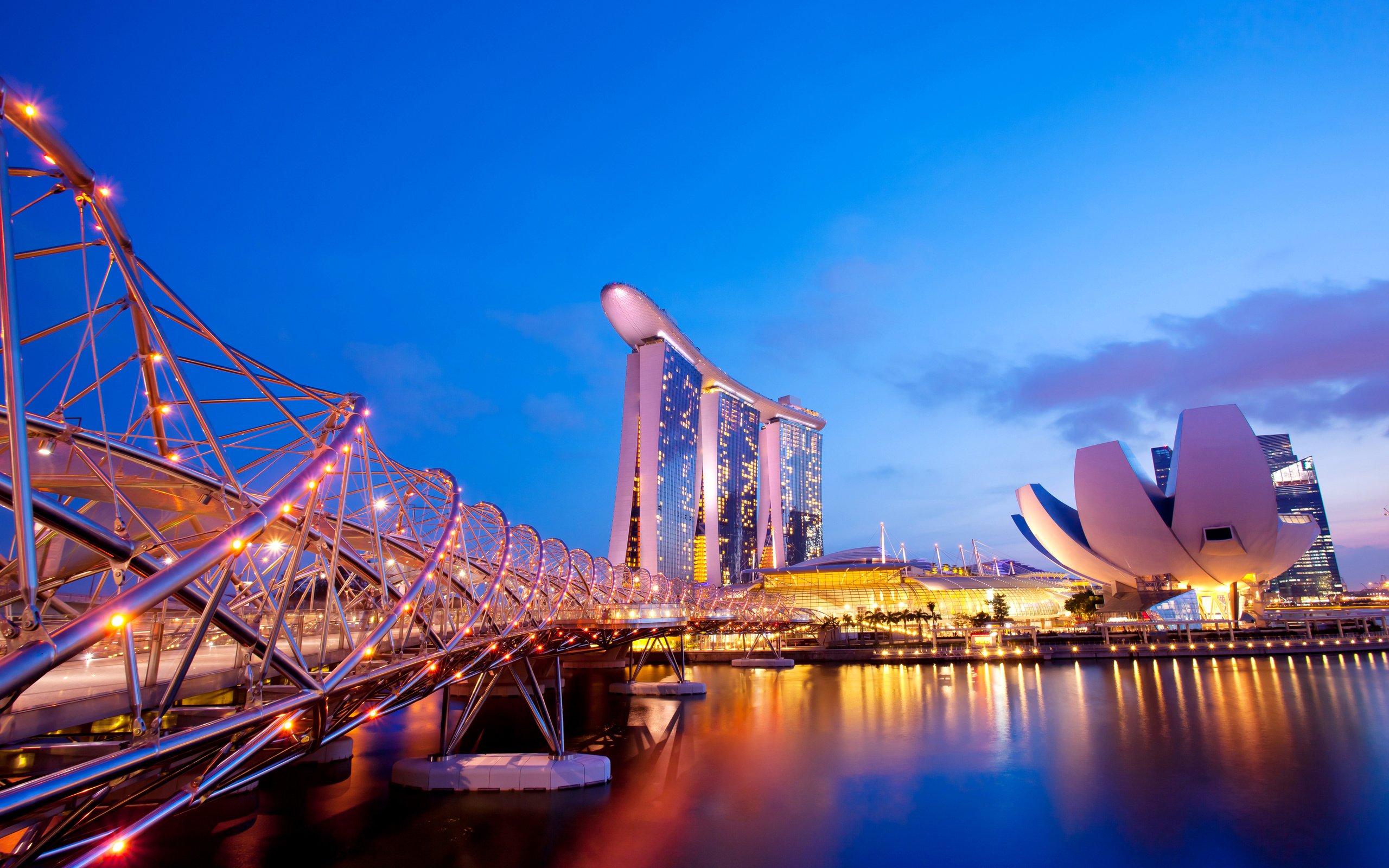 Сингапур мост огни ночь бесплатно