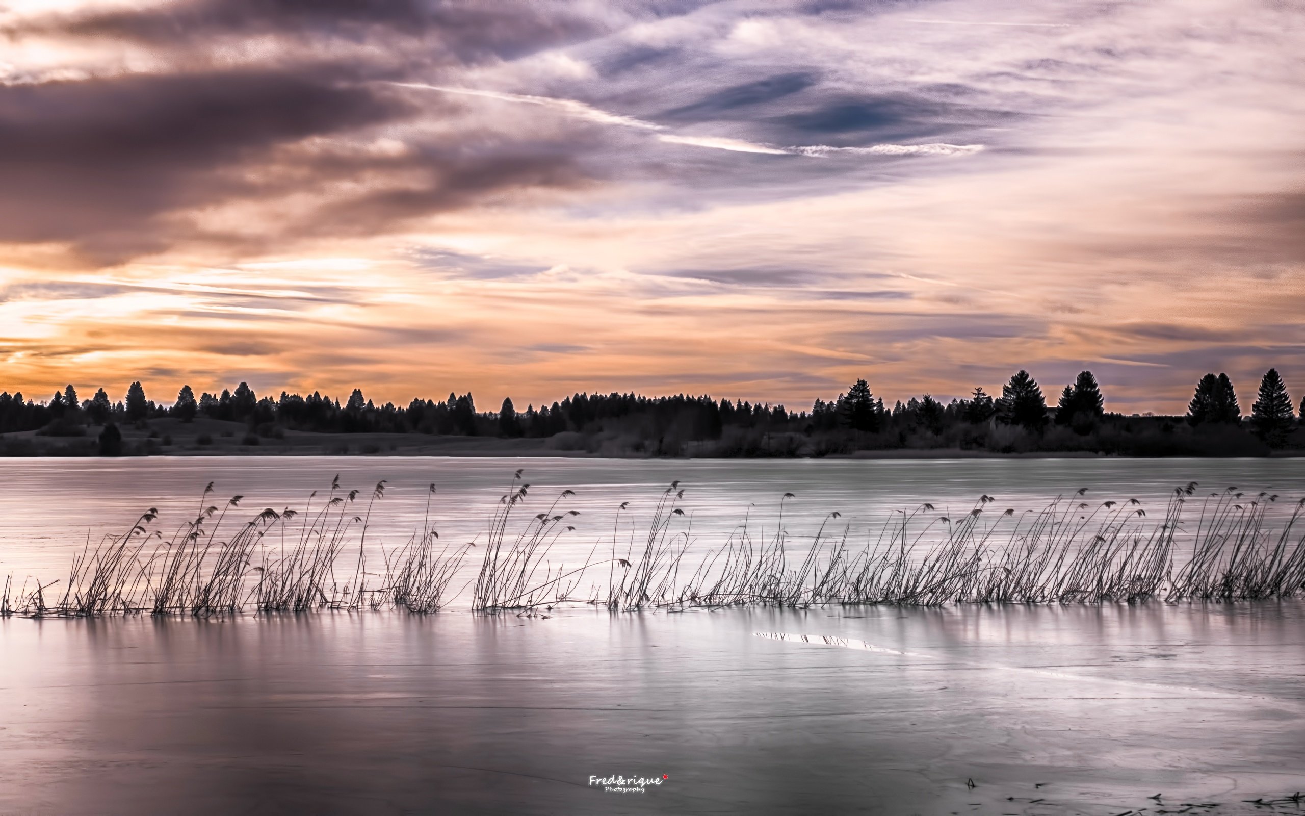 Обои озеро, закат, камыш, lake, sunset, reed разрешение 5472x3080 Загрузить