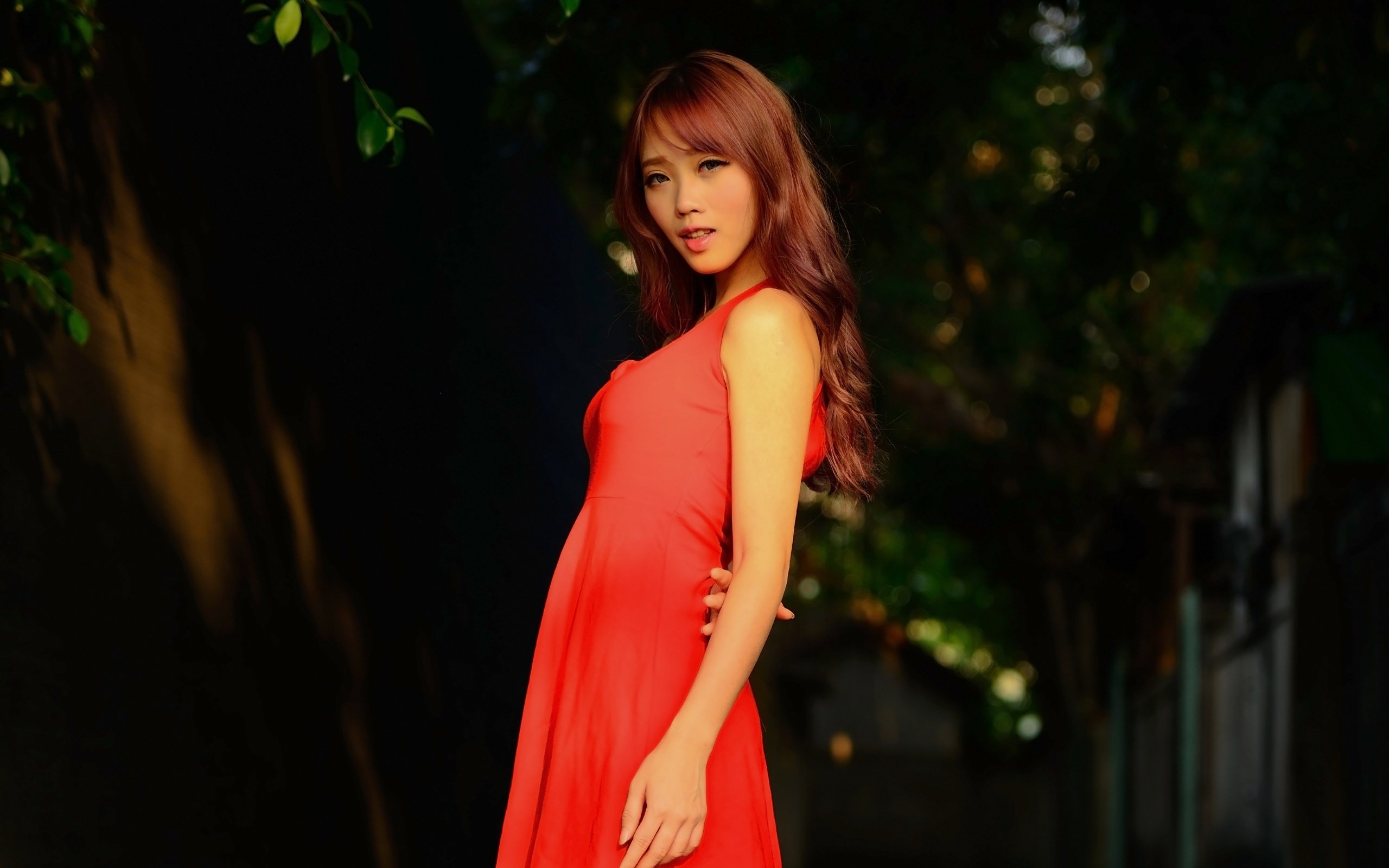 Обои девушка, настроение, взгляд, азиатка, красное платье, girl, mood, look, asian, red dress разрешение 4911x3274 Загрузить