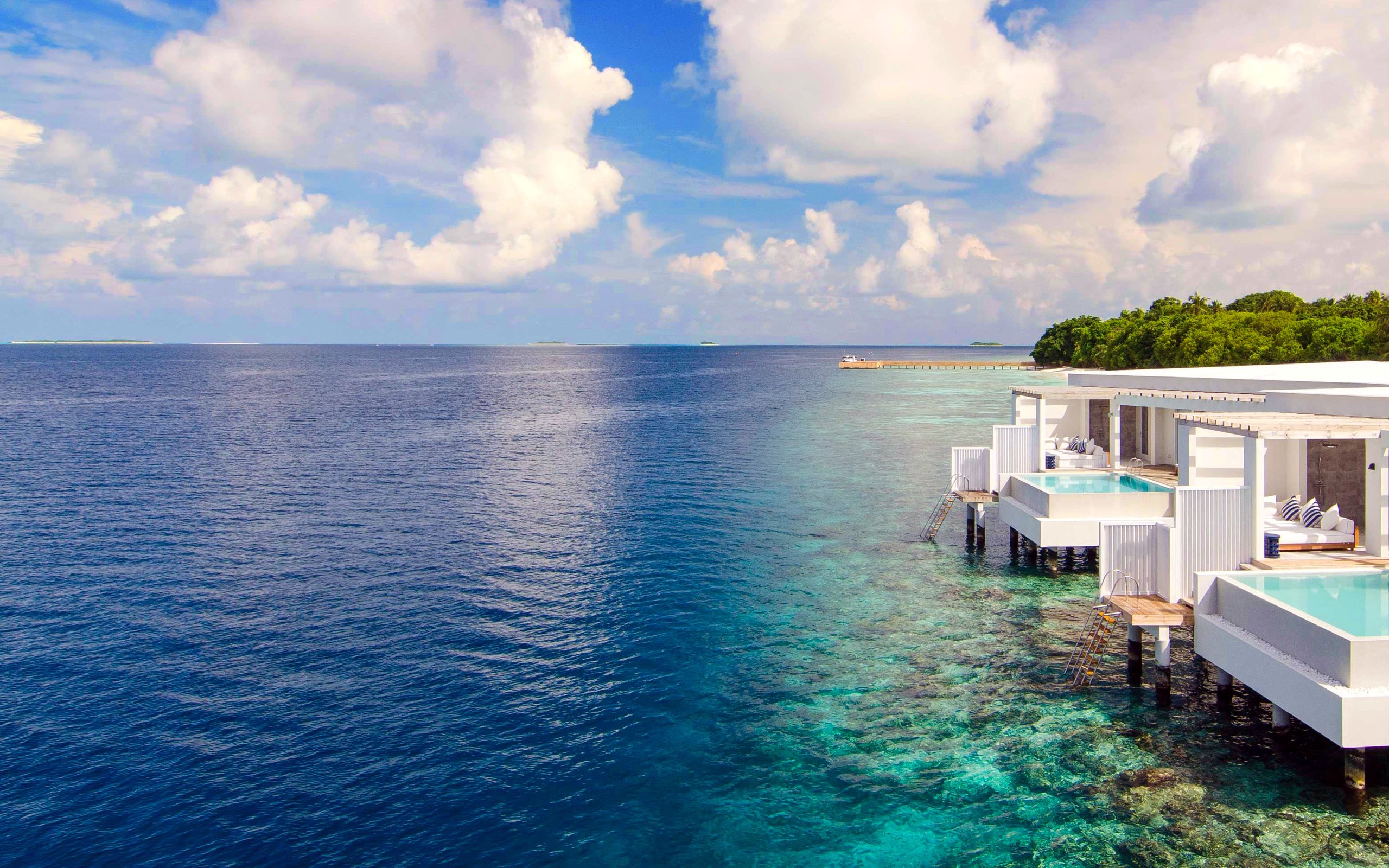 Обои море, остров, курорт, тропики, мальдивы, sea, island, resort, tropics, the maldives разрешение 4140x1947 Загрузить