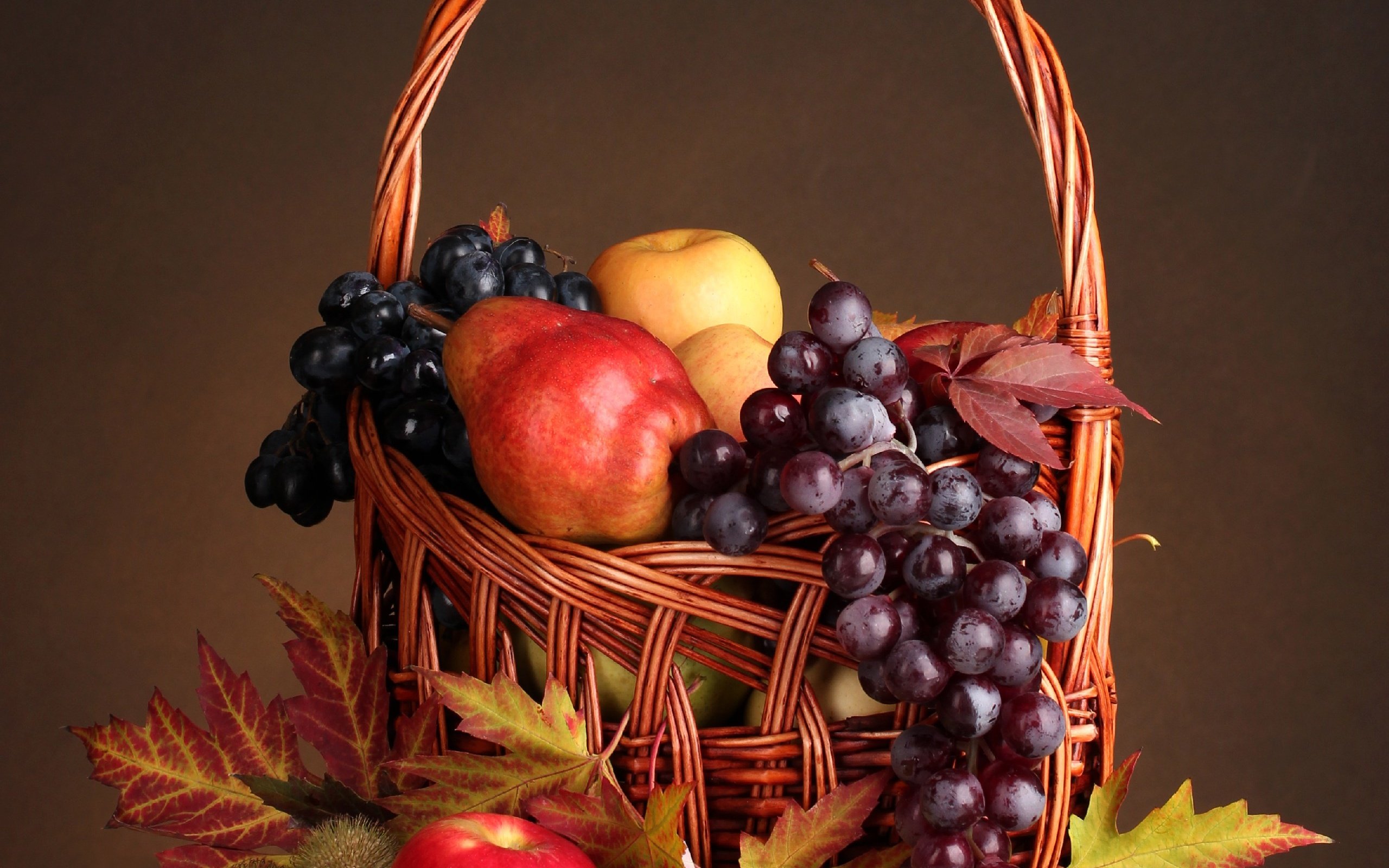 корзина, фрукты, виноград, груша, яблоки, загрузить