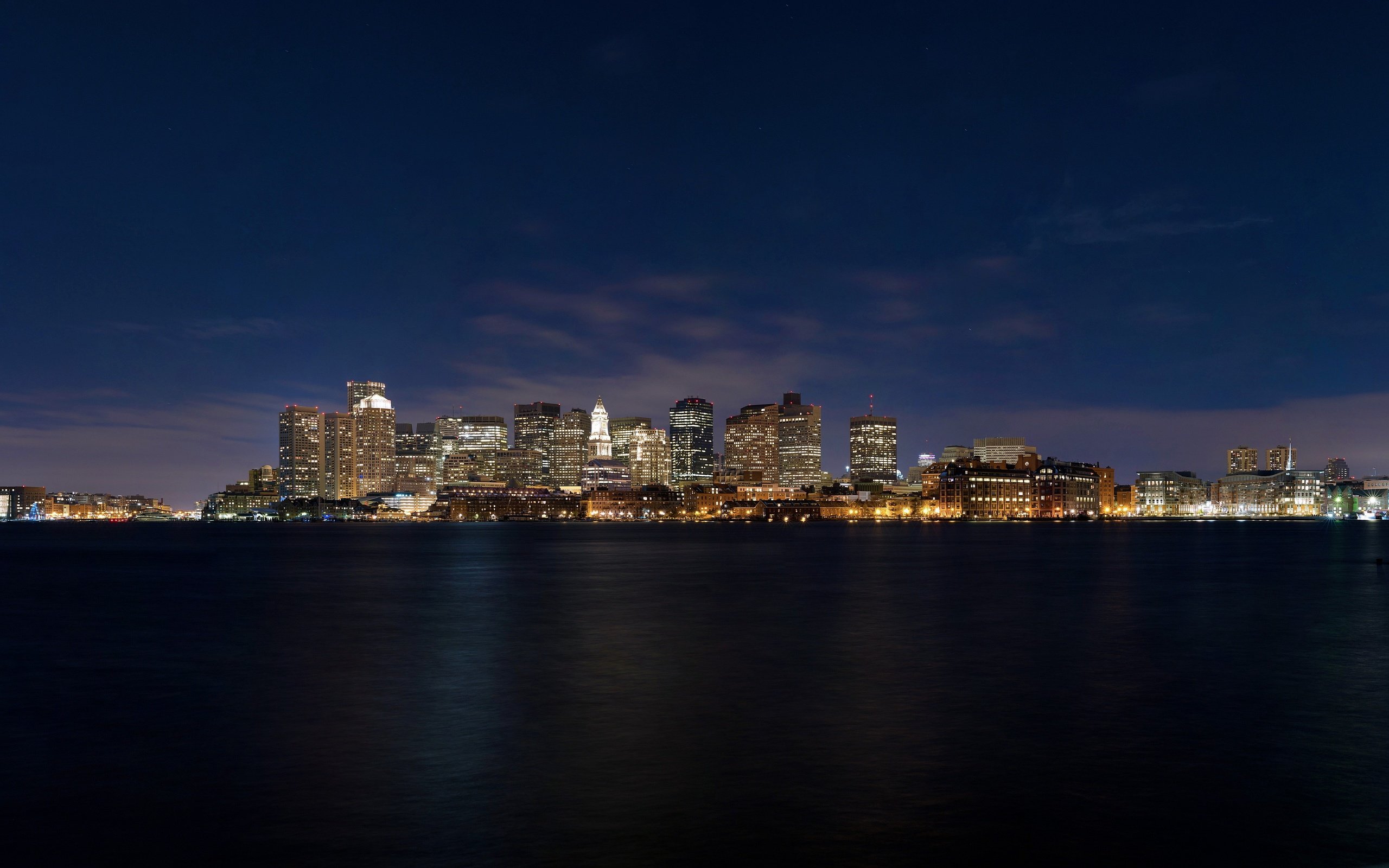 Бостон, США, ночь, огни без смс