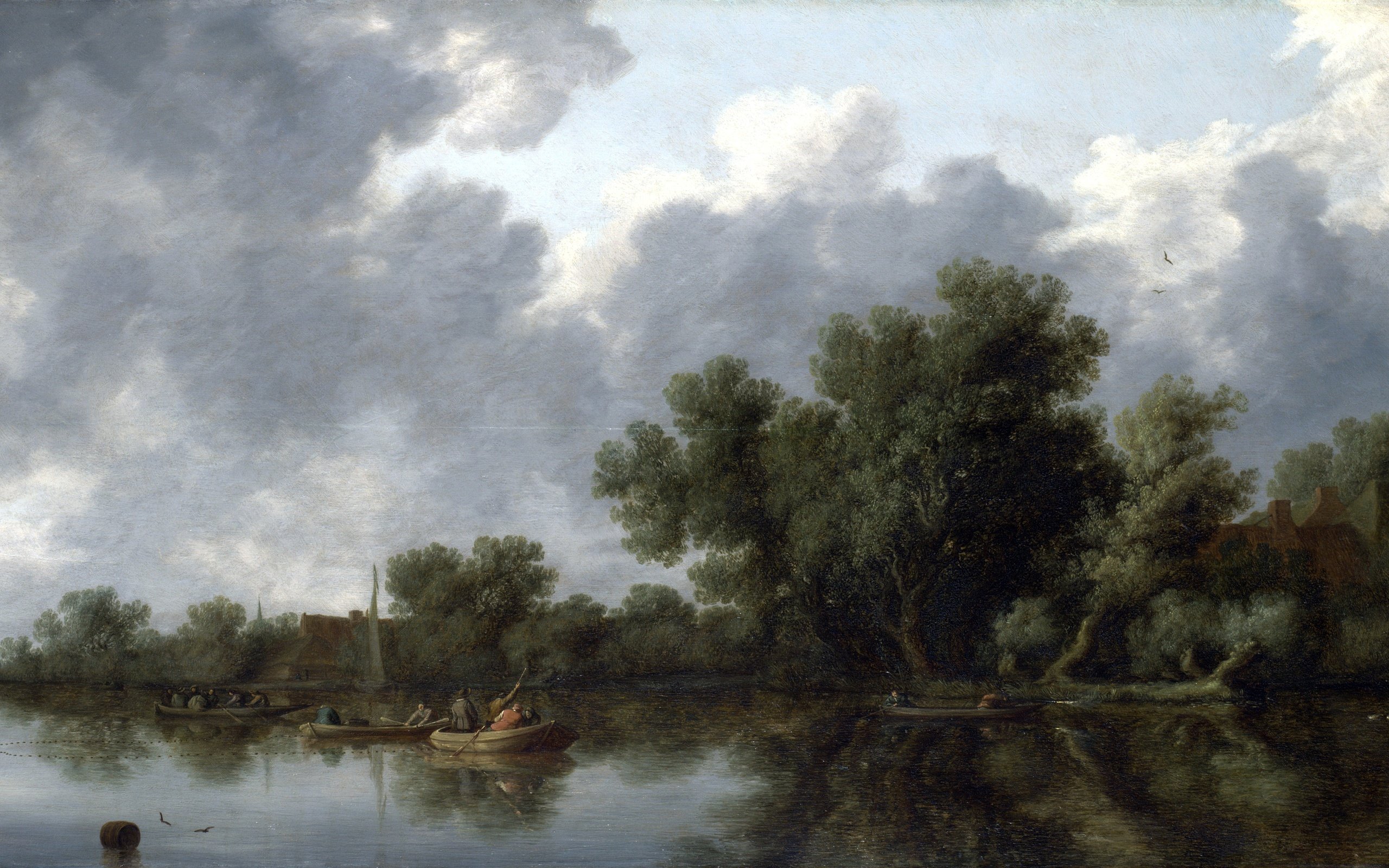 Обои картина, пейзаж, лодка, речная сцена, salomon van ruysdael, саломон ван рёйсдал, picture, landscape, boat, river scene, salomon van ruisdael разрешение 5600x3229 Загрузить