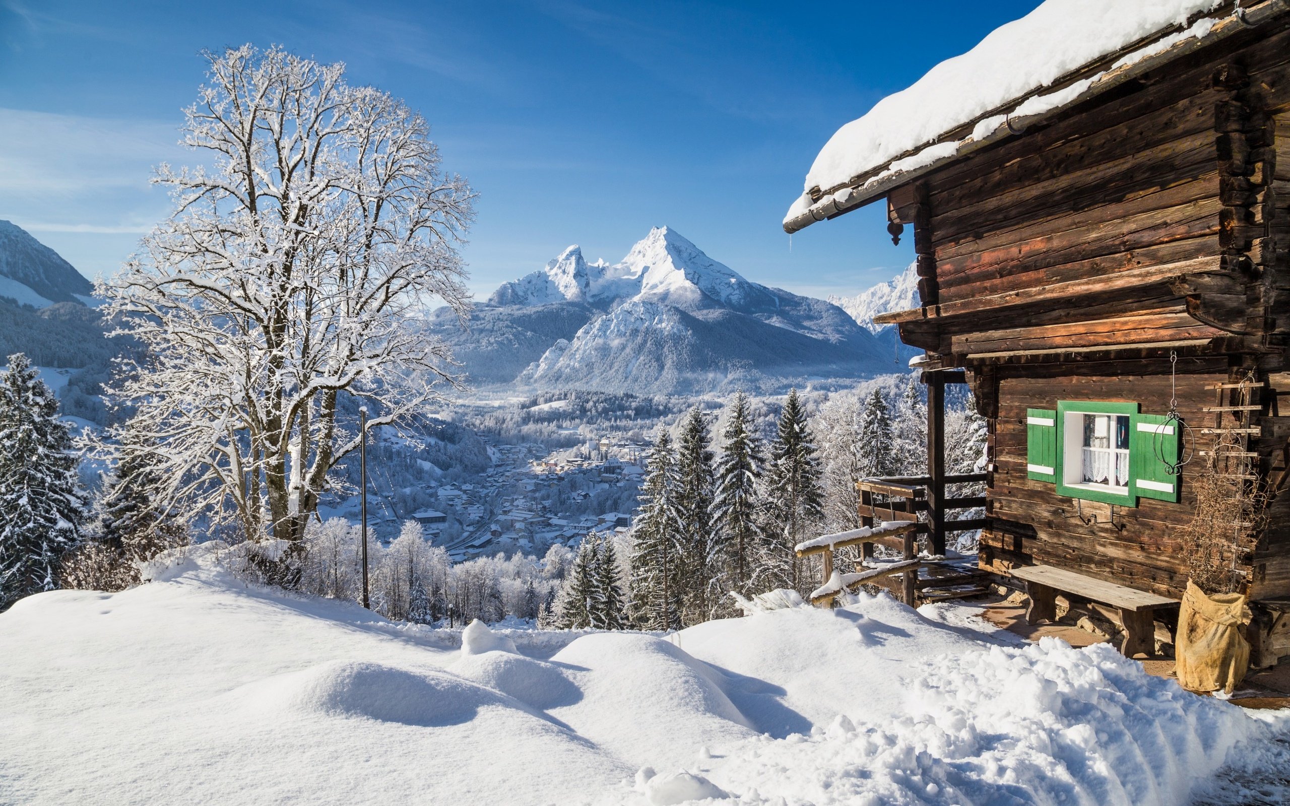 Обои горы, зима, mountains, winter разрешение 2880x1800 Загрузить