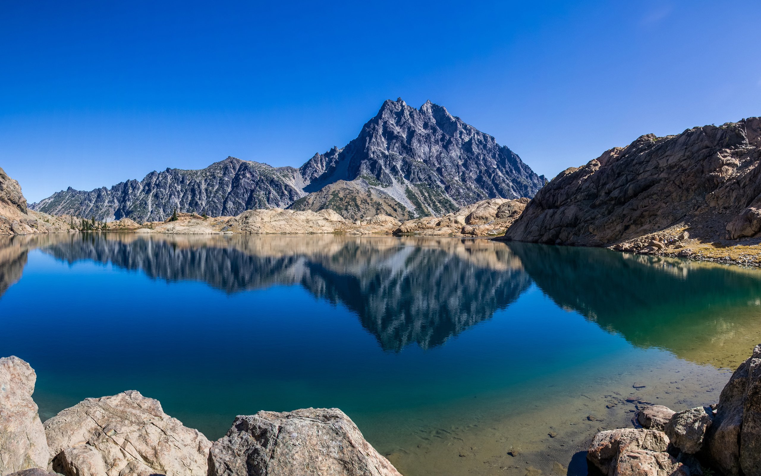 Обои небо, озеро, горы, природа, отражение, the sky, lake, mountains, nature, reflection разрешение 3840x2400 Загрузить